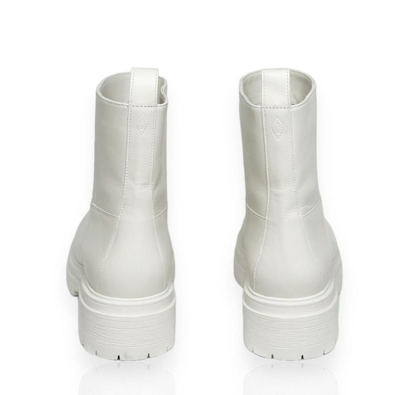 ba&sh BA&SH Navy Cighter Leather Ankle Boots, Off White, FR40/US9 Size US 9 / IT 39 - 4 Thumbnail