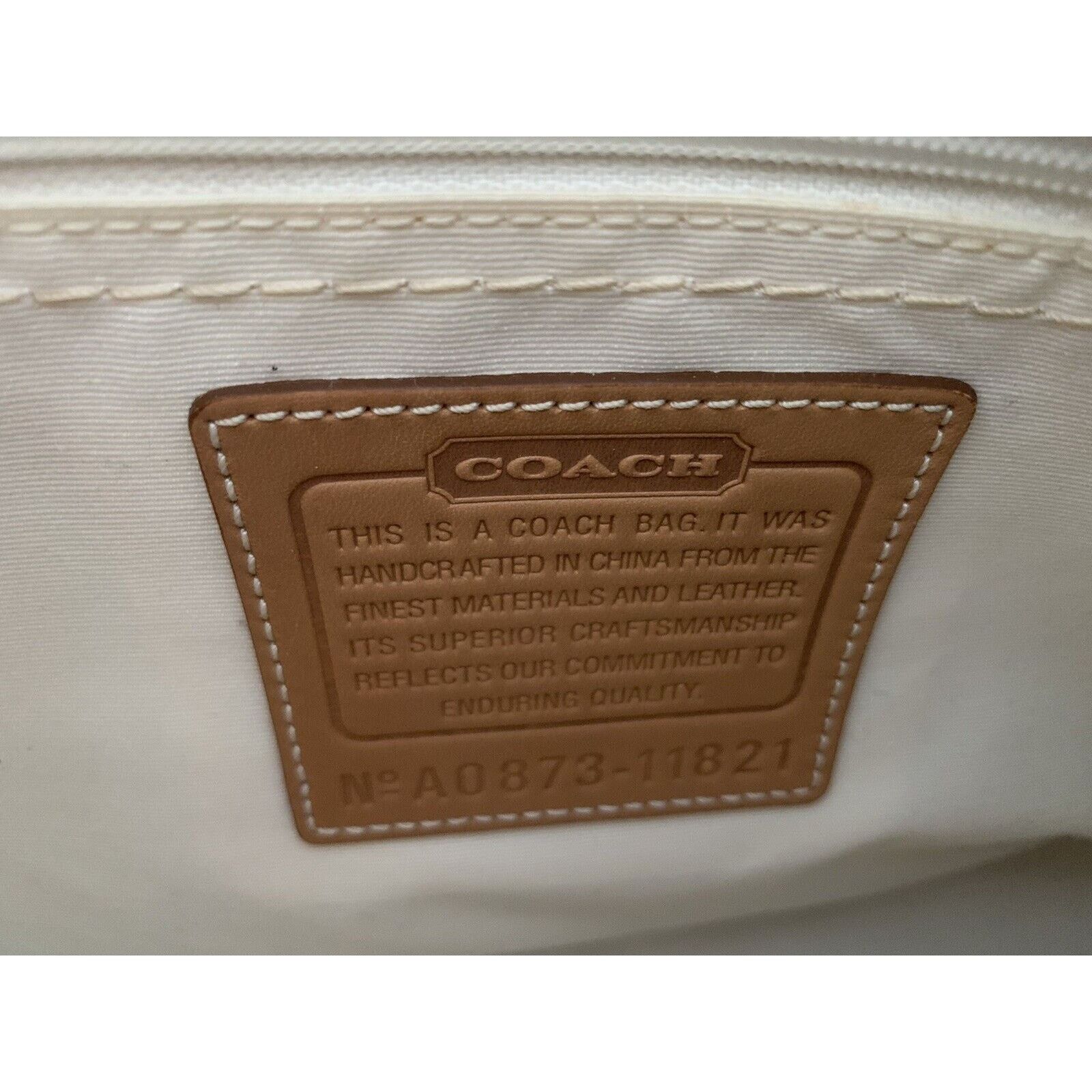Coach Coach Cream Canvas Leather Handbag 11821 Feet Made Jan 2008 Size ONE SIZE - 4 Thumbnail
