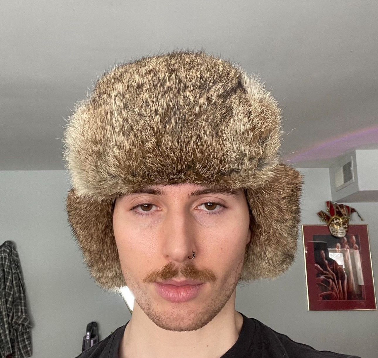 Vintage Genuine Rabbit Fur Bomber Hat Size 46 - 4 Thumbnail