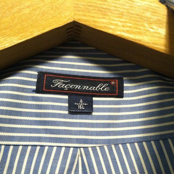 Faconnable FACONNABLE MENS BLUE 100%COTTON CASUAL SHIRT SIZE: 16(L) Size US L / EU 52-54 / 3 - 8 Thumbnail