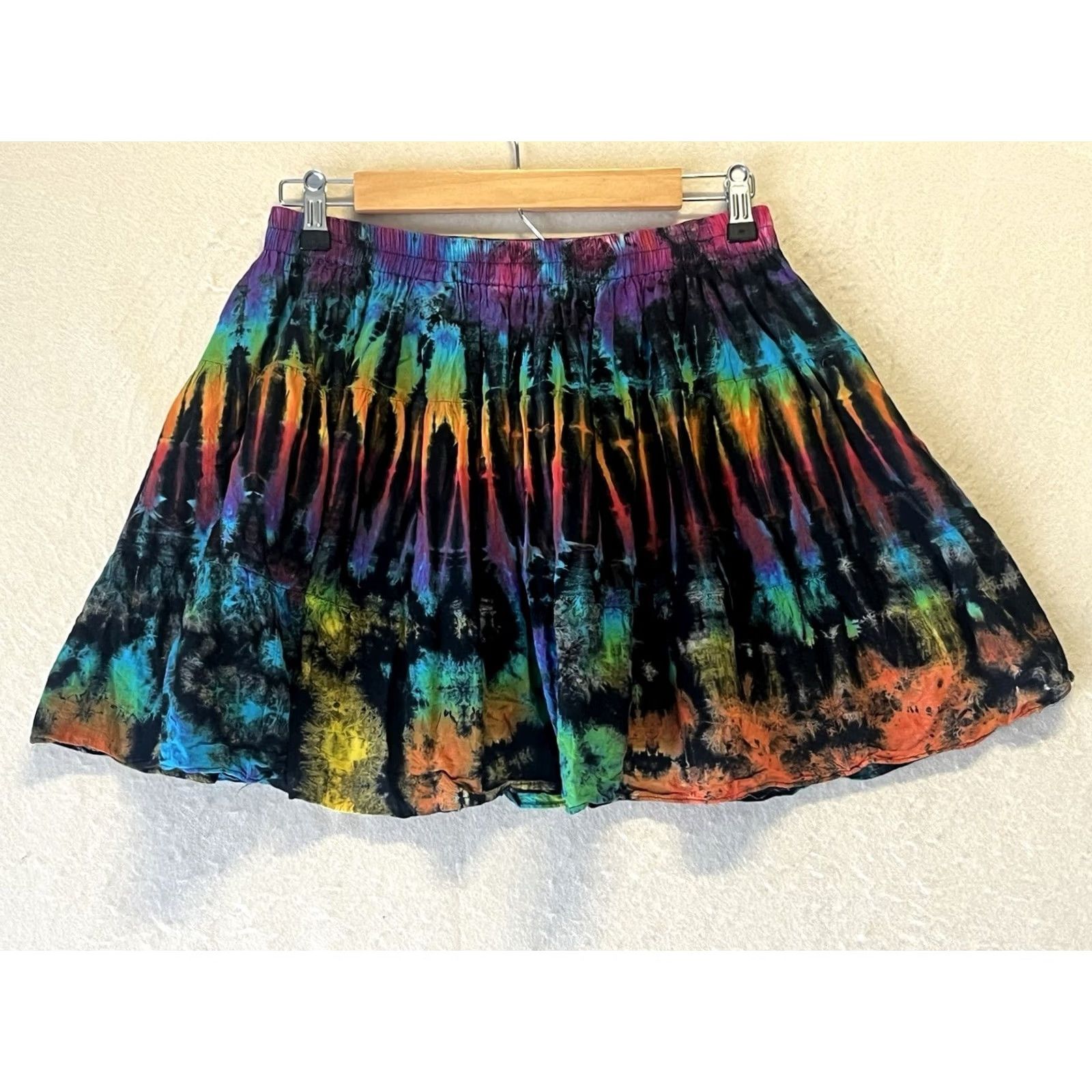 Vintage VINTAGE Orient Trany Skirt Tie Dye Black Hippie Large Midi Casual Women Size 36" / US 14 / IT 50 - 2 Thumbnail