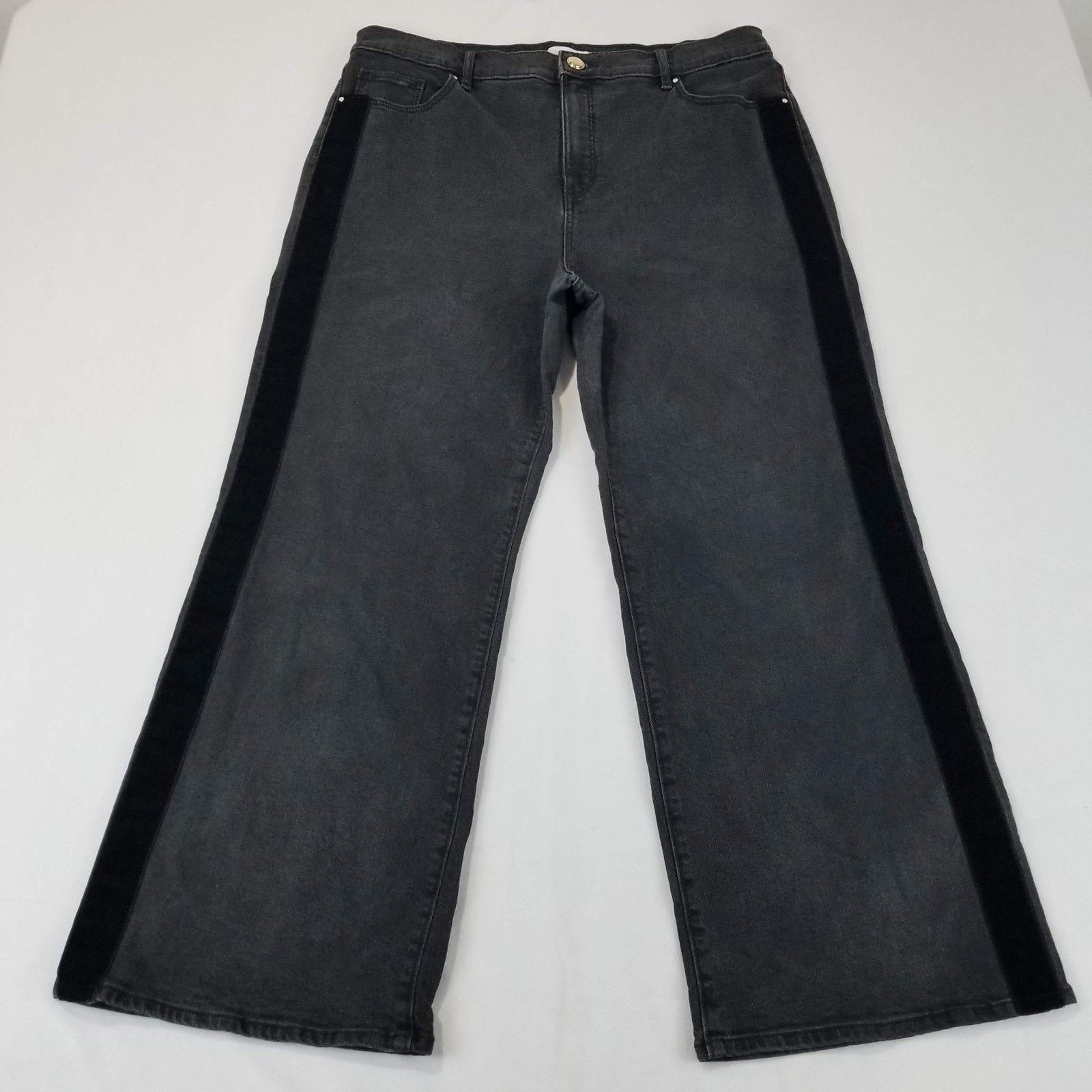 Loft LOFT Jeans Size 32 14 Black Velvet Stripe Wide Leg Petite Size 36" / US 14 / IT 50 - 12 Thumbnail