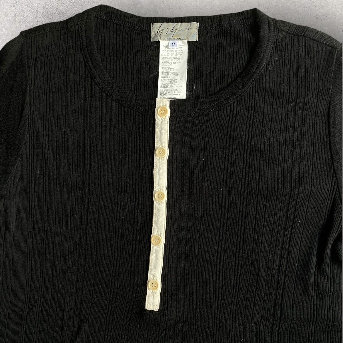 Yohji Yamamoto YYHP Buttons Front Ribbed Tee Size US L / EU 52-54 / 3 - 1 Thumbnail