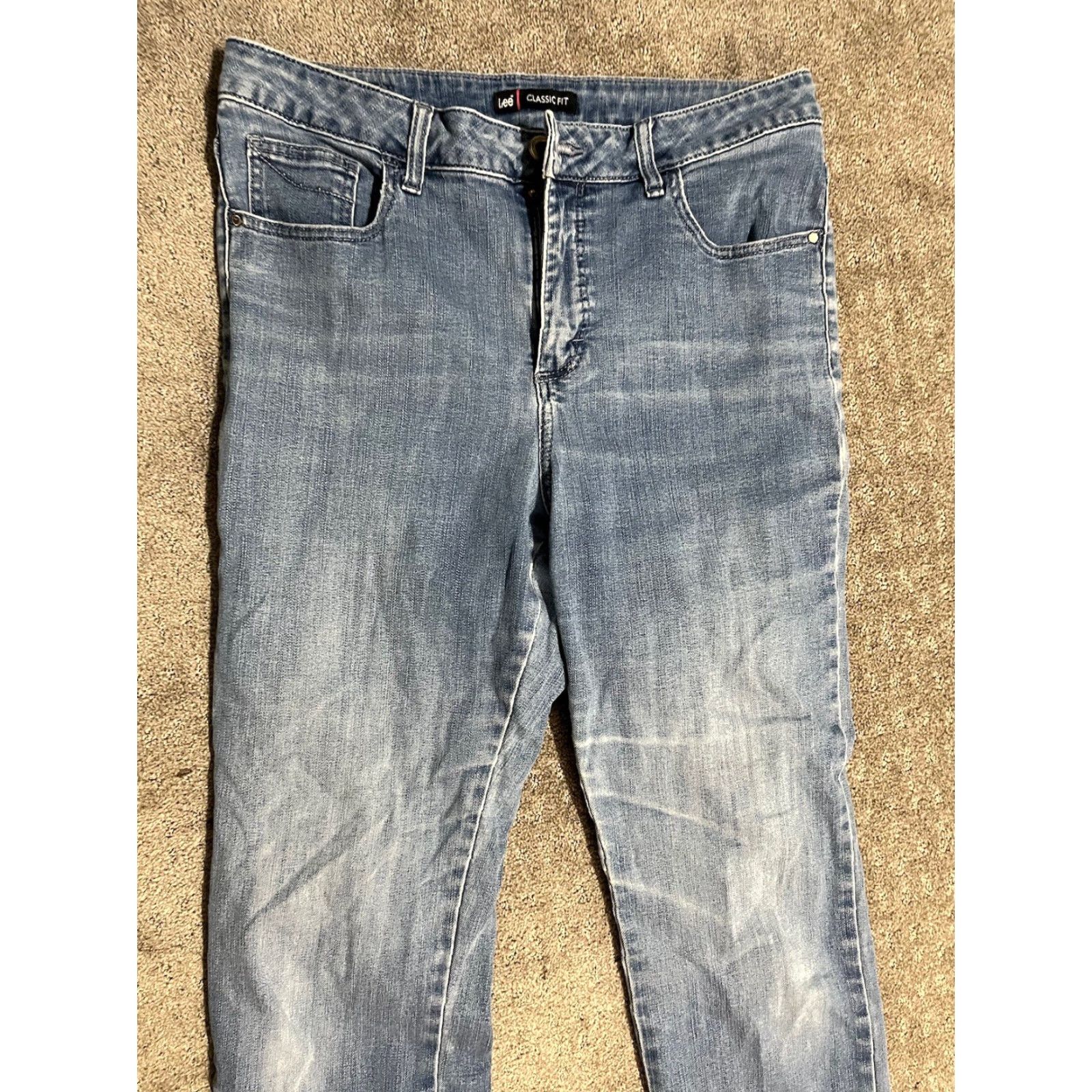 Lee LEE Jeans Regular Straight Leg Mid Rise 5-Pocket Women 30 Blue Denim Cotton Blend Petite 28 Inseam Adult Womens Size 30" / US 8 / IT 44 - 2 Thumbnail