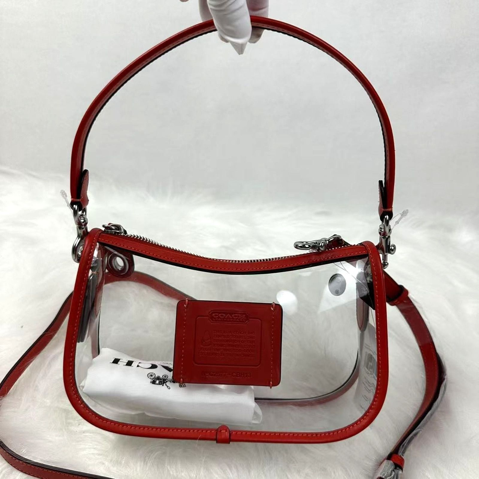 Coach Stadium Swinger Crossbody Clear PVC Dust Bag CBH13 Red