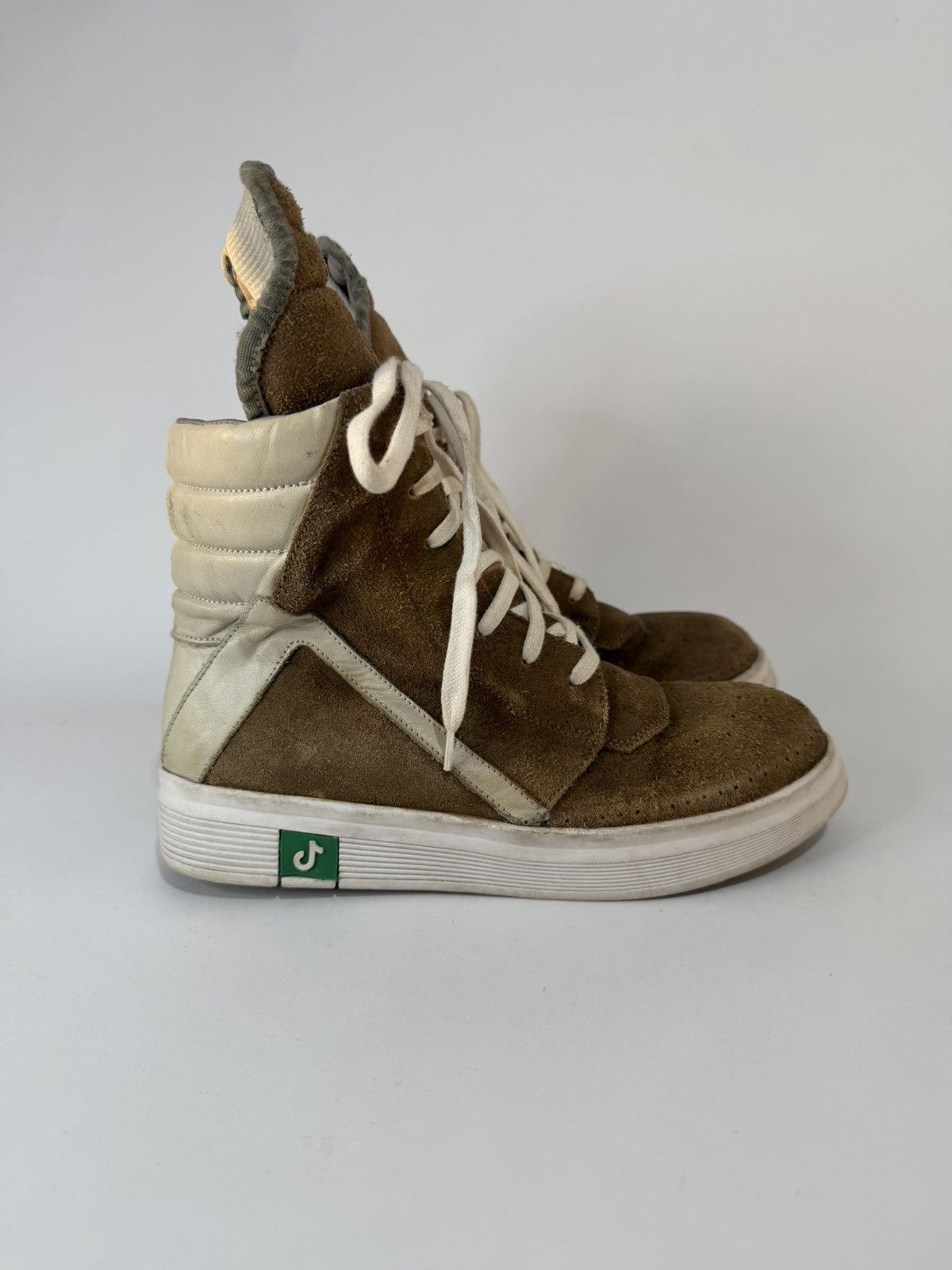 Rick Owens Women's Suede Geobasket Sneakers in Brown/Milk
