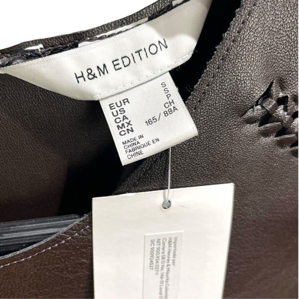 H&M NEW H&M Collection Brown Faux Leather Braided Dress Size S Size S / US 4 / IT 40 - 8 Thumbnail