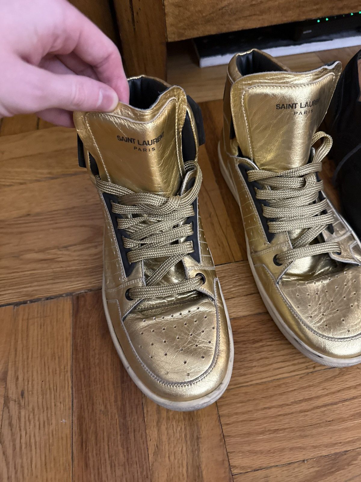 Saint Laurent Paris × Yves Saint Laurent FW15 SAINT LAURENT PARIS GOLD HI-TOP sz EU43/US10 Size US 10 / EU 43 - 1 Thumbnail
