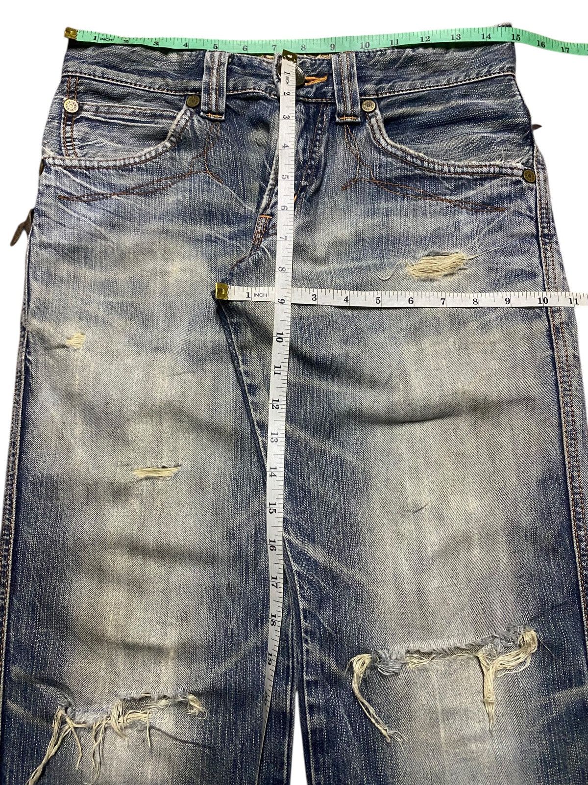 Edwin Vintage Japanese Brand Edwin Bluetrip Distressed Loose Jeans Size US 29 - 18 Thumbnail
