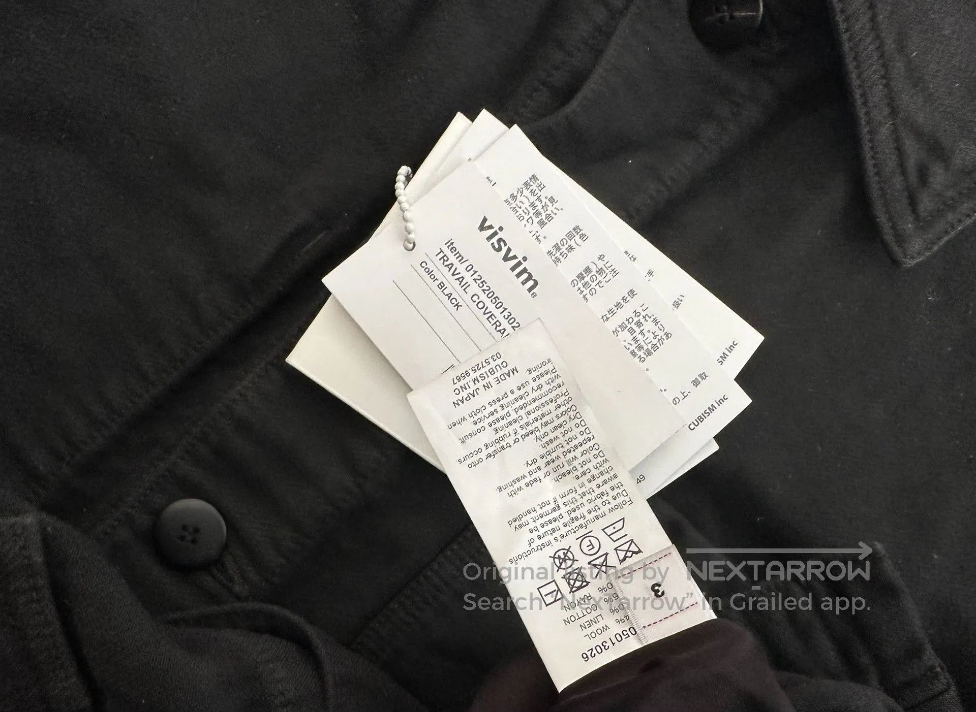 visvim travail coverall moleskin jacket black.