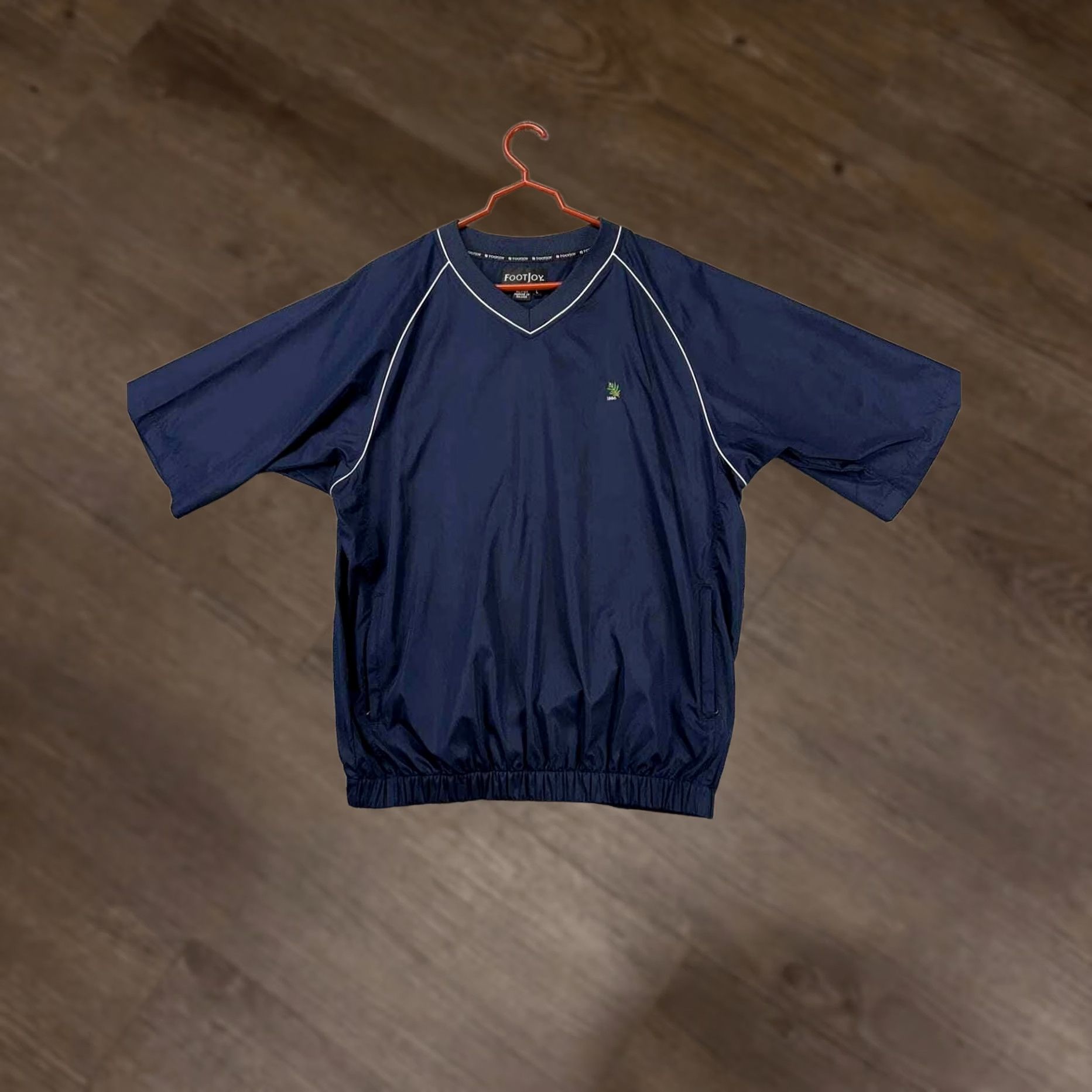 Footjoy FootJoy FJ Jacket Mens Large Navy Golf V-Neck Windbreaker Short Sleeve Pockets Size US 33 - 1 Thumbnail