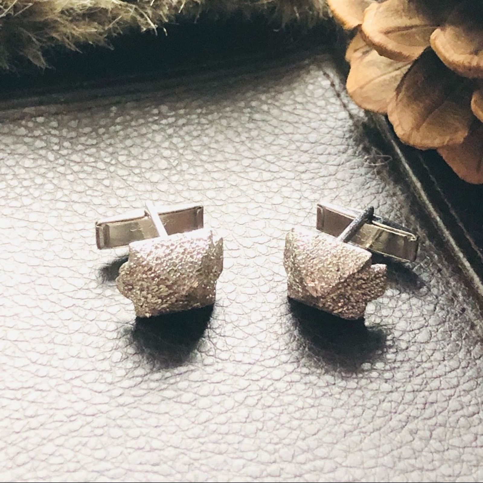 Vintage Vintage dome silver plated rough diamond cut cuff links Size ONE SIZE - 2 Thumbnail