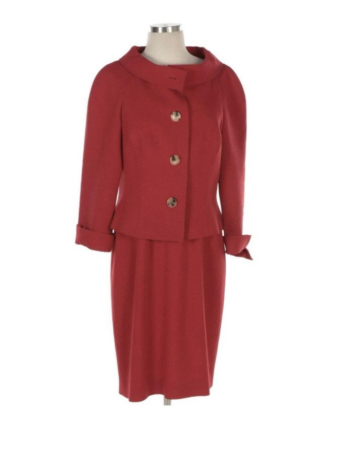 Escada VTG Escada Two-Piece Red Wool Dress & Jacket Set – Size 38 Size XS / US 0-2 / IT 36-38 - 1 Thumbnail