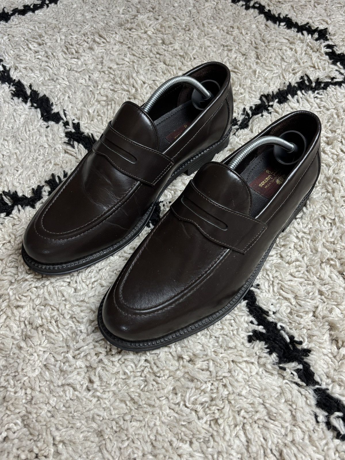 Avant Garde x Italian Designers Genuine Leather Vintage Dark Brown Loafers Italy Shoes (Size 8)