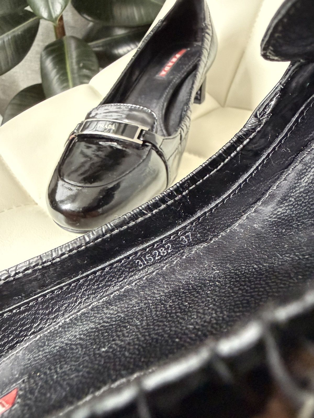 Prada Prada Linea Rossa Patent Leather Loafers Block Heel Shoes Size US 7 / IT 37 - 20 Thumbnail