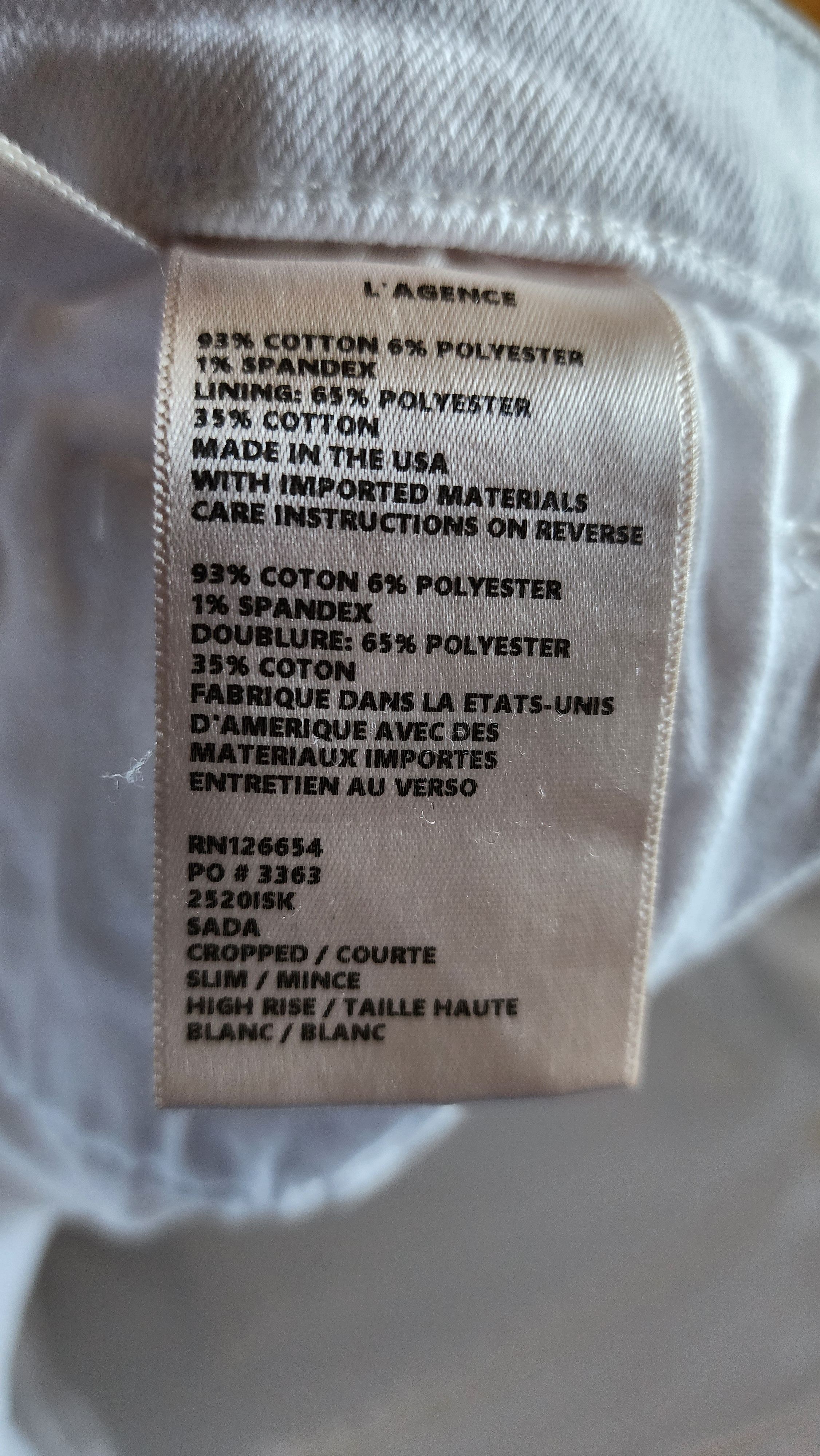 L'AGENCE Sada Mid-Rise Cropped Slim Raw Hem Cotton Stretch Jeans Size 23" - 3 Thumbnail