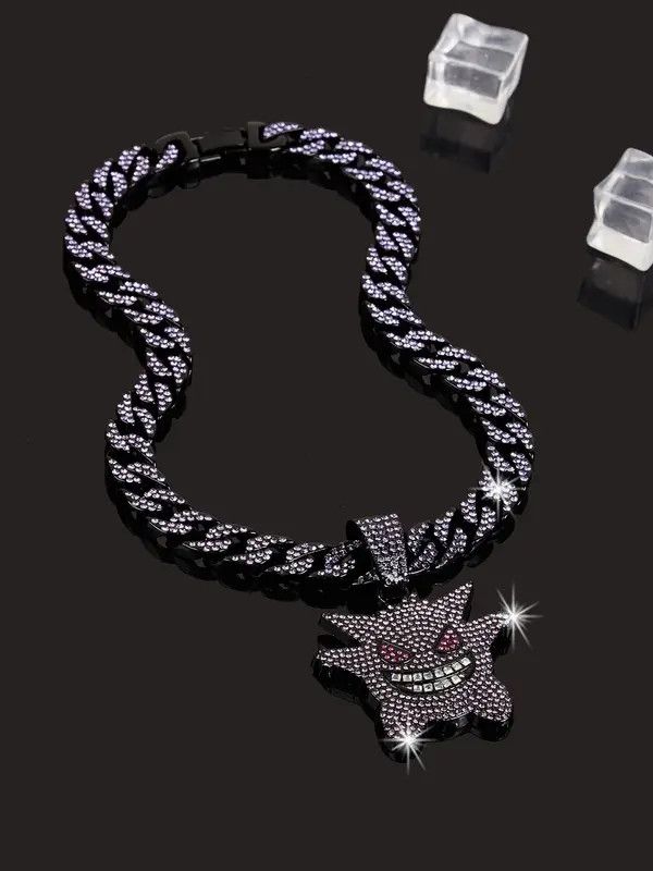 Jewelry Pokemon Purple Ice Cuban Necklace Size ONE SIZE - 4 Thumbnail