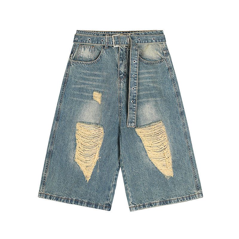 Vintage American retro washed distressed cropped jeans Size US 32 / EU 48 - 1 Thumbnail