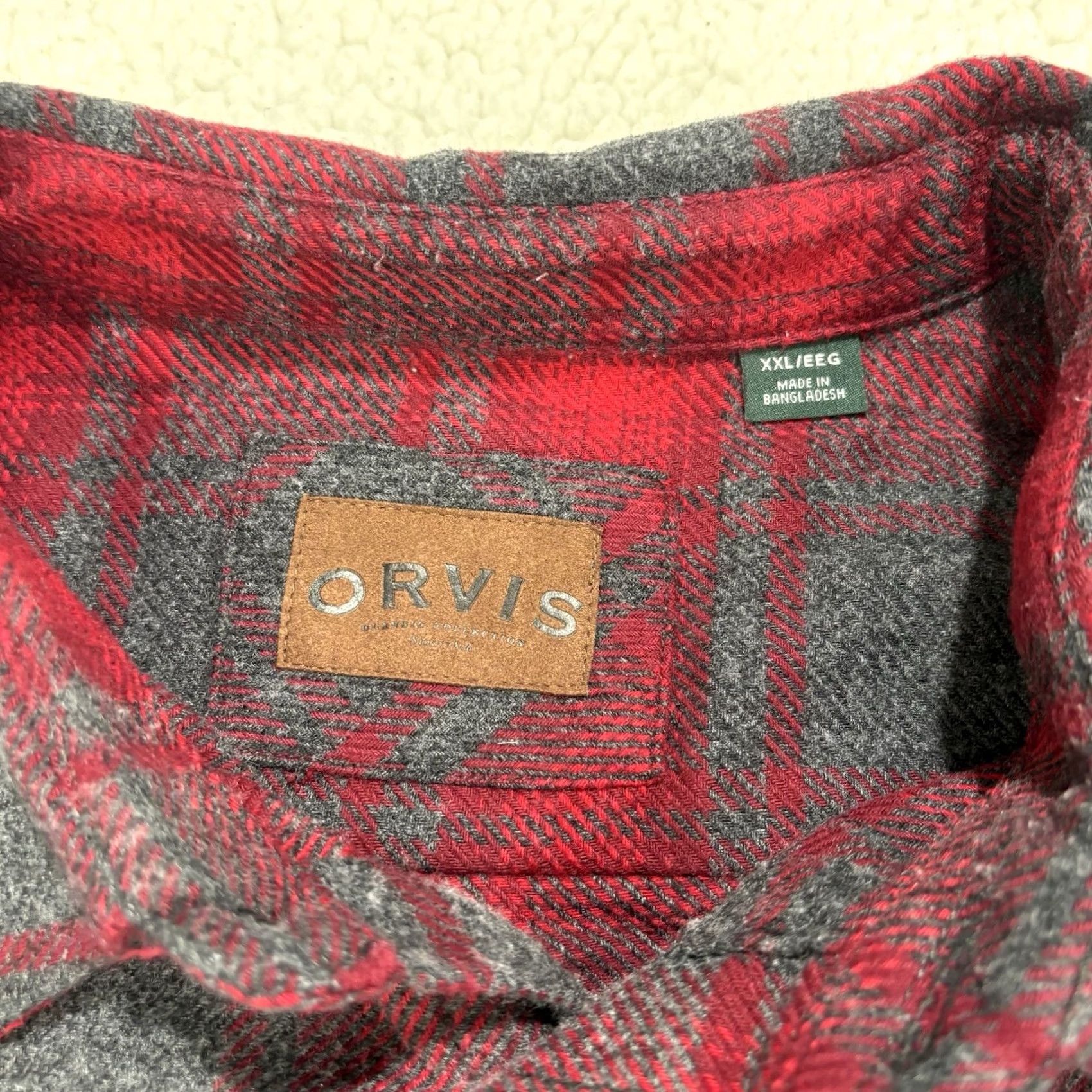 Orvis Orvis Shirt Jacket Mens 2XL Red Plaid Heavyweight Flannel Shacket Button-Up Cotton Western Size US XXL / EU 58 / 5 - 3 Thumbnail