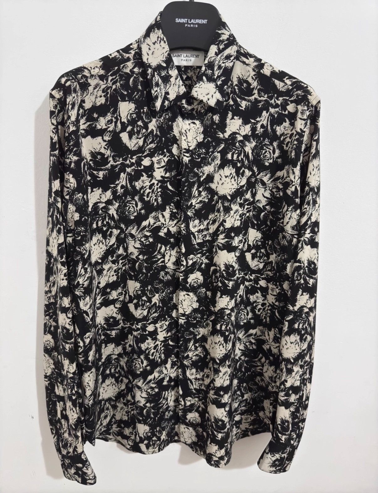 Saint Laurent Paris SLP 21FW Mulberry Silk All-Over Print French Rose Shirt Size US XS / EU 42 / 0 - 3 Thumbnail