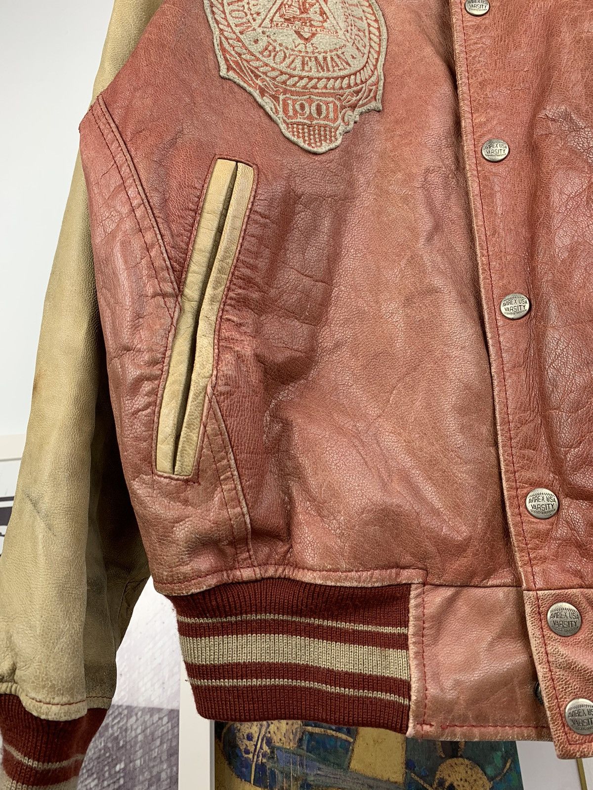 Avirex Avirex Bobcat Bozeman Patina Varsity Leather Jacket Size US M / EU 48-50 / 2 - 10 Thumbnail