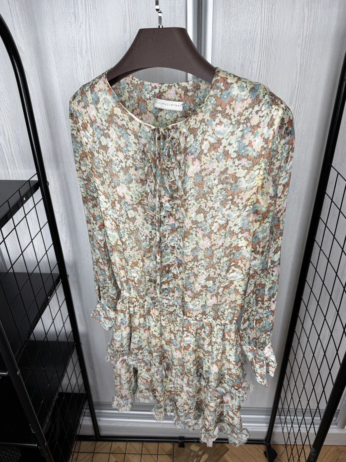 Stella McCartney Stella McCartney Ruffled Floral Silk Georgette Mini Dress Size S / US 4 / IT 40 - 6 Thumbnail