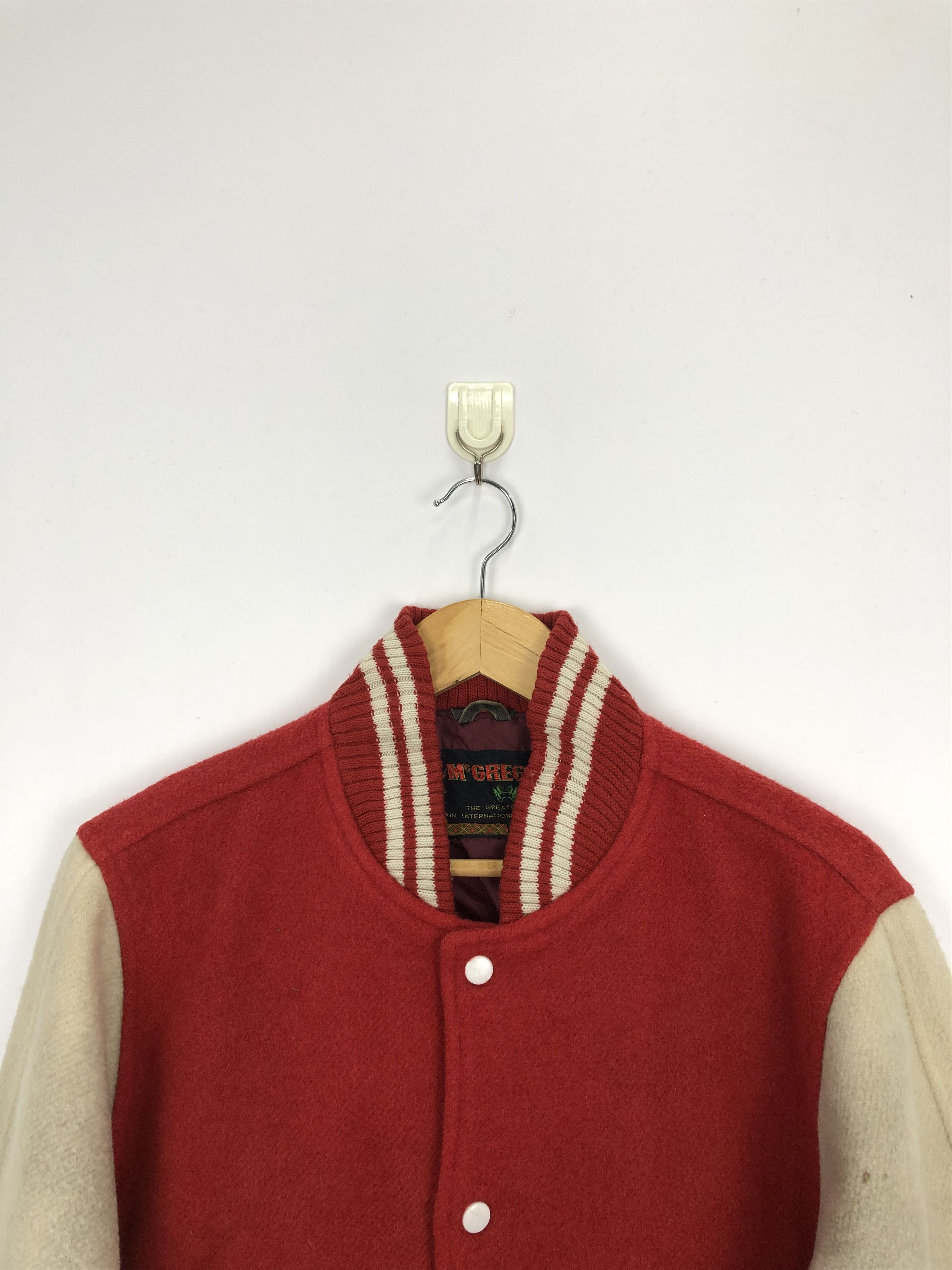 Vintage Vintage 90s Mcgregor Varsity Jacket Red V0324 Size US M / EU 48-50 / 2 - 2 Thumbnail