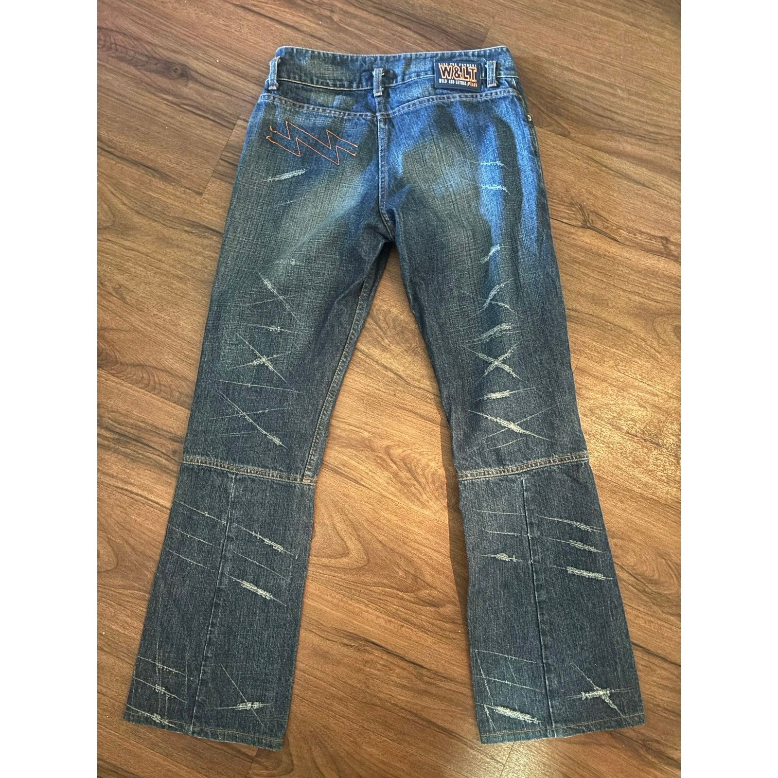 Walter Van Beirendonck Walter Van Beirendonck W&LT Distressed Panel Flare Jeans Size US 30 / EU 46 - 2 Thumbnail