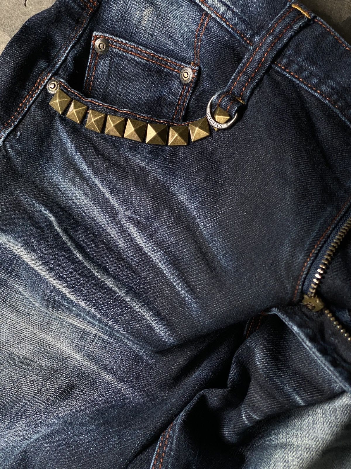 Japanese Brand STUDDED NICOLE CLUB FOR MEN INDIGO WHISKER BOOTCUT Size US 32 / EU 48 - 12 Thumbnail
