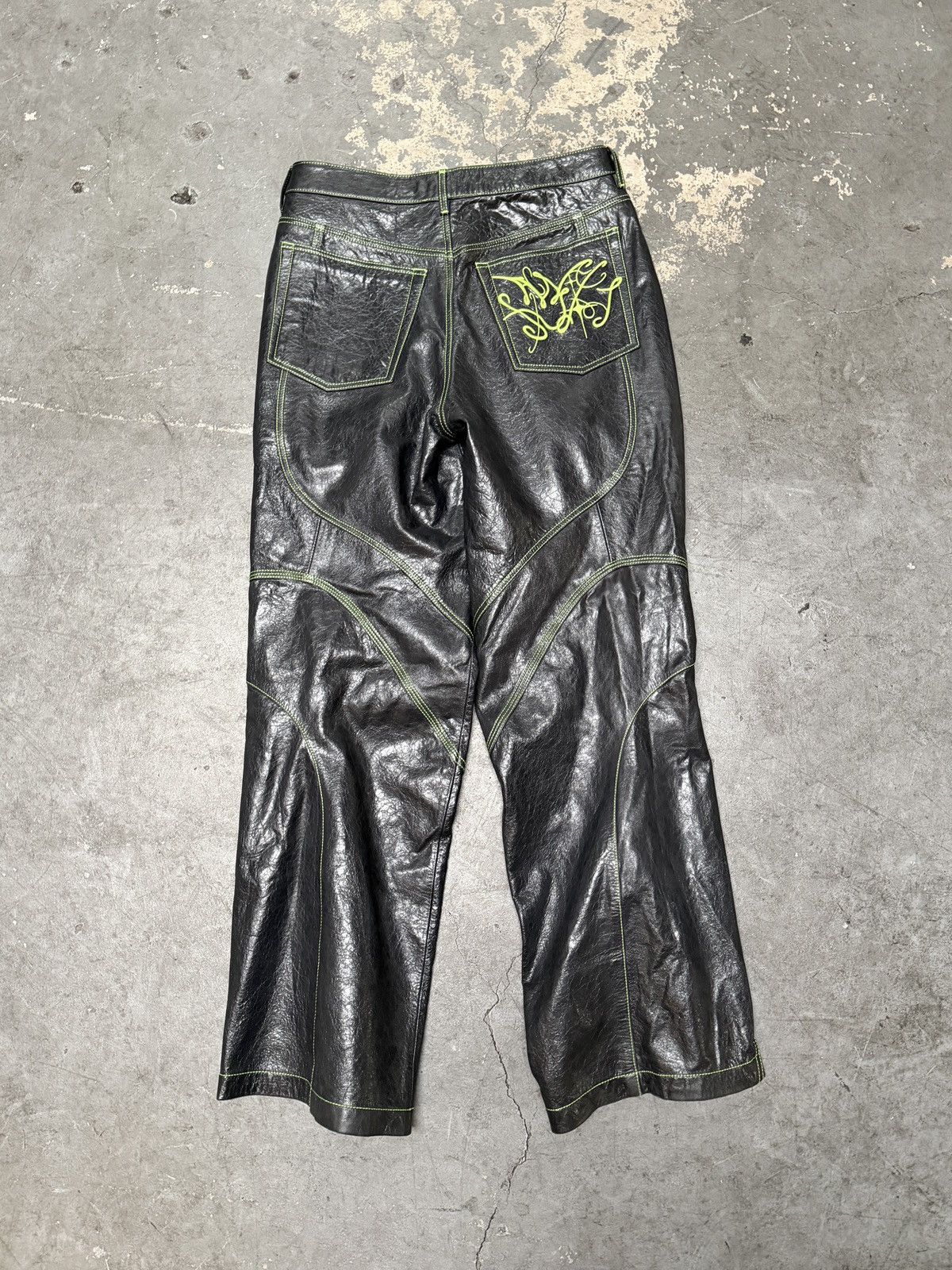 Acne Studios Acne Studios Lorgata Embroidered Leather Trousers Size US 32 / EU 48 - 2 Thumbnail