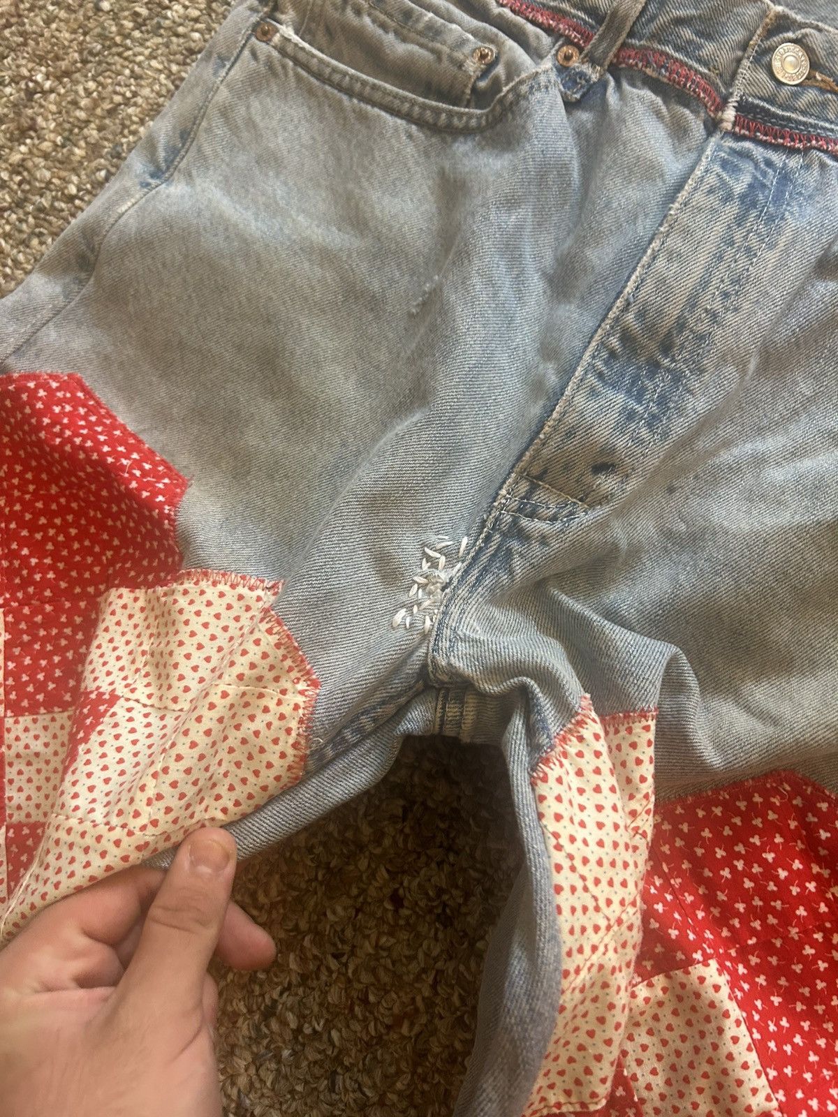 Other 1/1 Your World distressed repair quilted patchwork denim Size US 32 / EU 48 - 5 Thumbnail