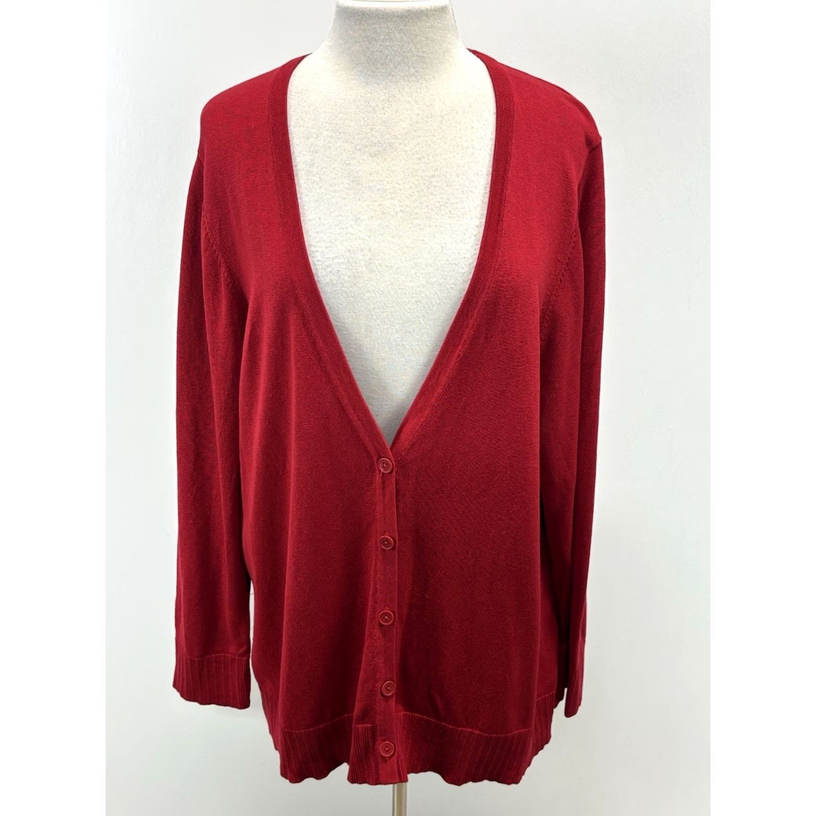 Coldwater Creek Coldwater Creek Cardigan Sweater Twin Set Women’s 2X Plus Red Silk Blend Knit Mock Neck Long Sleeve Solid Vintage: No 2 Pc Set Womens Size XXL / US 16-18 / IT 52-54 - 7 Thumbnail
