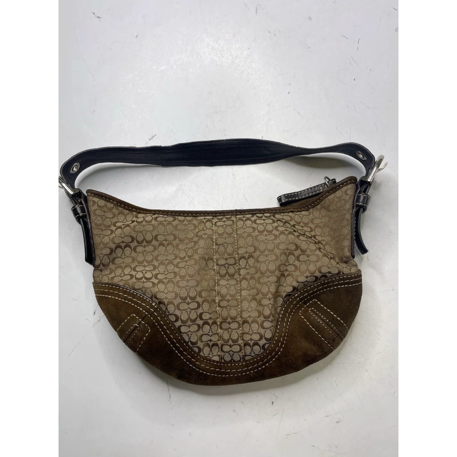Coach VINTAGE Coach Signature Brown Suede Soho Mini Hobo Shoulder Bag Small Women 10 in 6.5 in 1 in Logo Est.1980s/2000s? Size ONE SIZE - 2 Thumbnail
