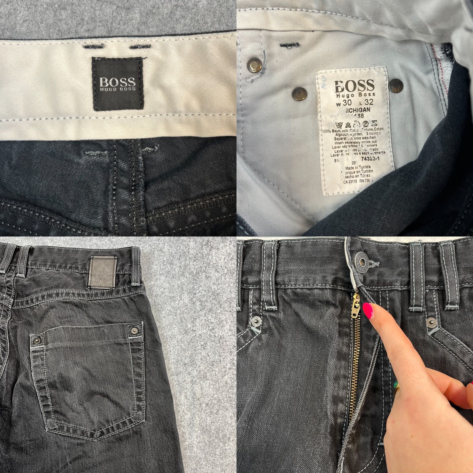 Hugo Boss HUGO BOSS Jeans Regular Straight 30 30 Denim Black Vintage Mens | 5-Pocket, Button, Logo, Dark Wash, Zip Closure, Cotton Size US 30 / EU 46 - 8 Thumbnail