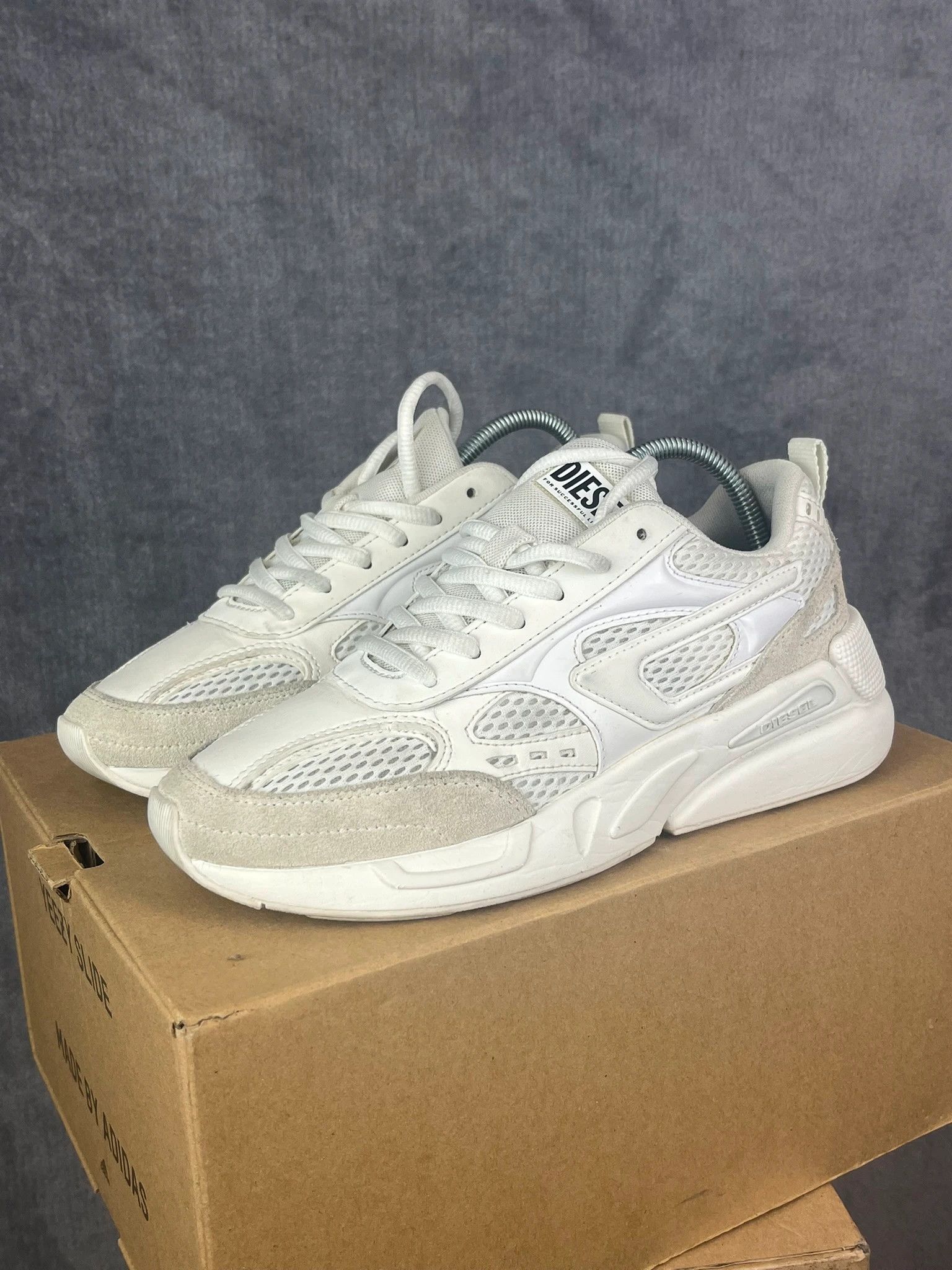 Diesel Diesel white sneakers minimalist mesh suede vintage Size US 7 / IT 37 - 1 Thumbnail