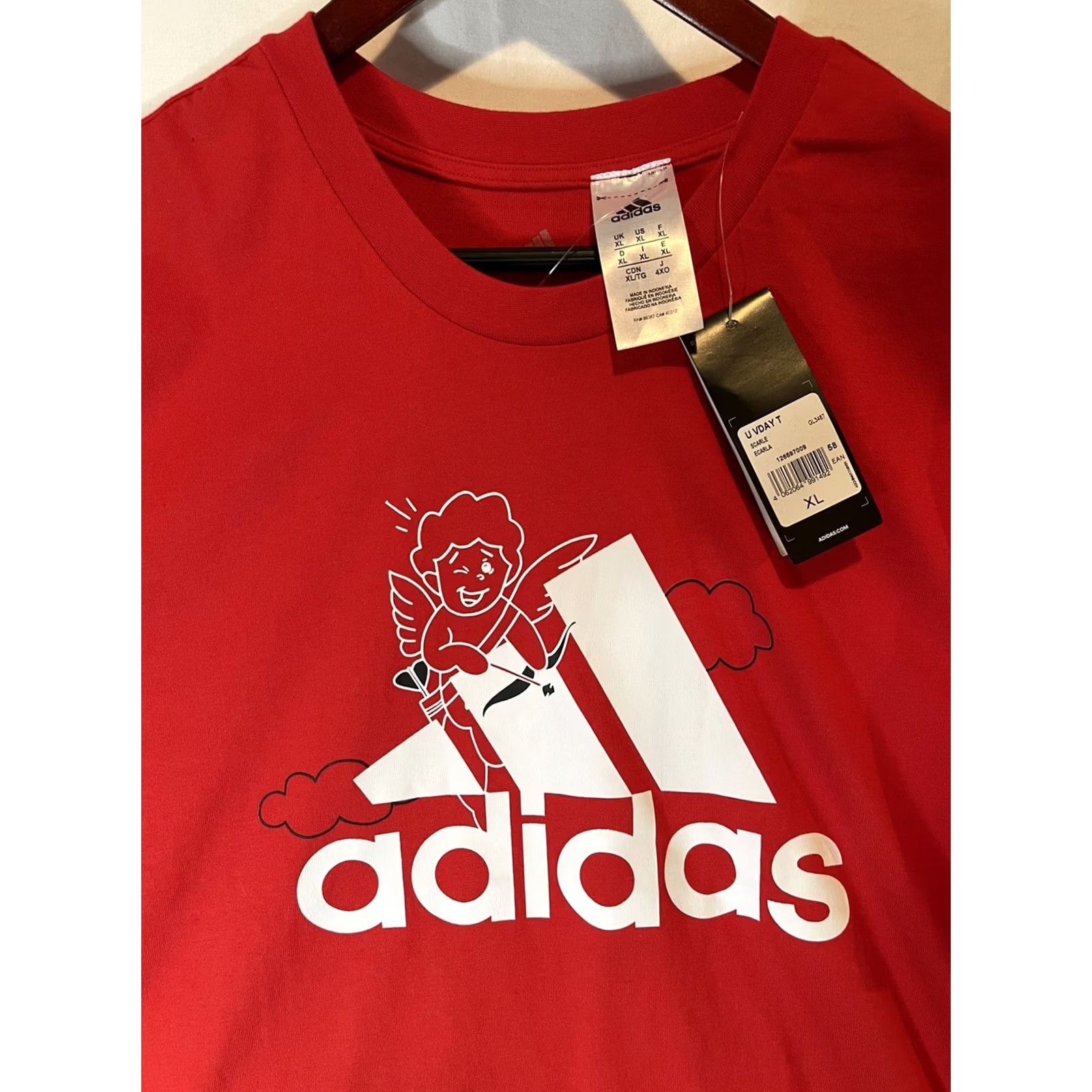 Adidas Adidas Shirt Mens XL Red Cupid Valentines Day GL3487 Graphic Tee Size US XL / EU 56 / 4 - 4 Thumbnail