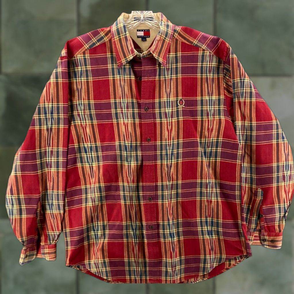 Tommy Hilfiger VINTAGE Tommy Hilfiger Shirt Mens Large Plaid Flannel Southwestern 90s Size US L / EU 52-54 / 3 - 1 Thumbnail