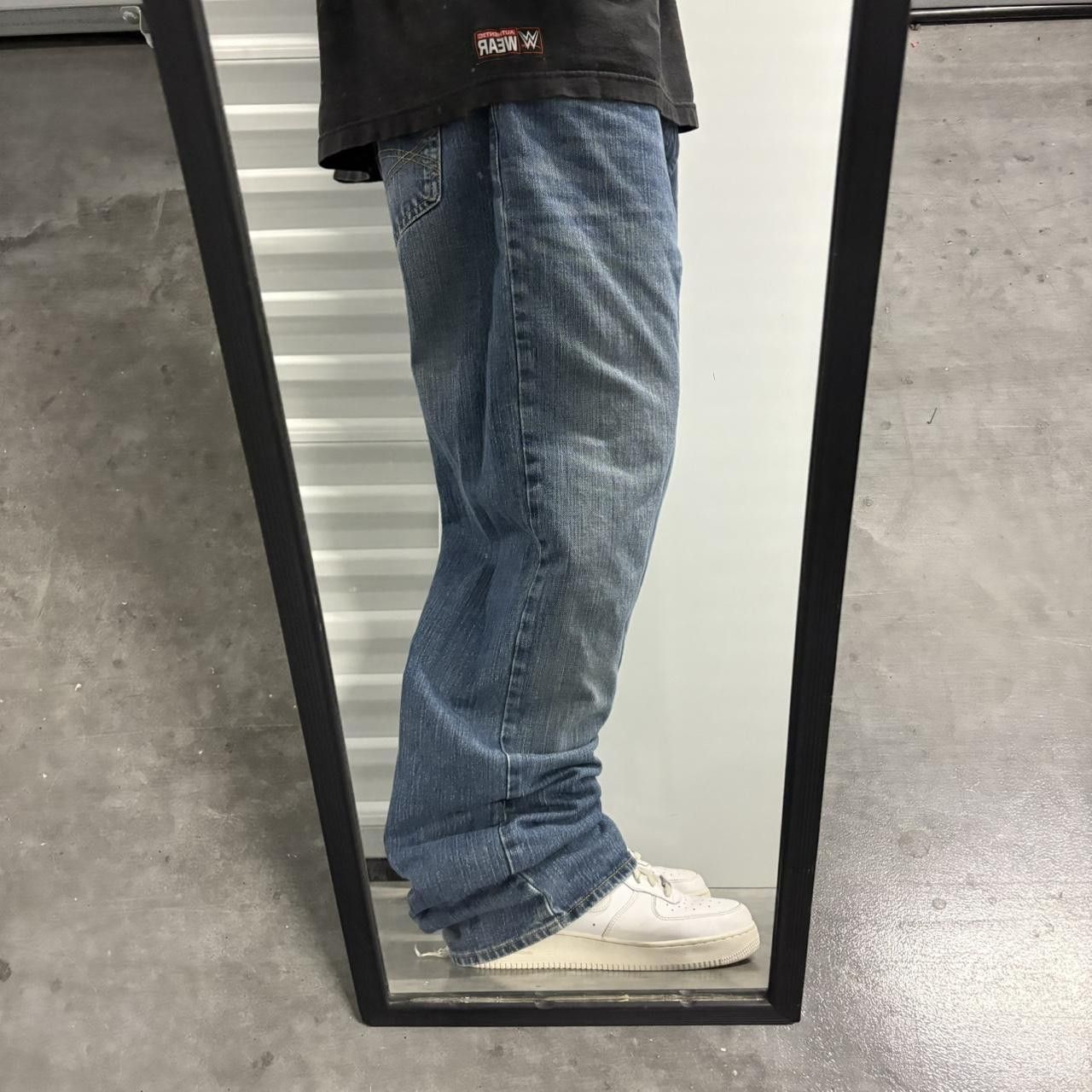 Japanese Brand × Vintage Crazy Vintage Y2K/2000s Baggy Grunge Wideleg Medium Wash Denim Jeans! Size US 38 / EU 54 - 2 Thumbnail