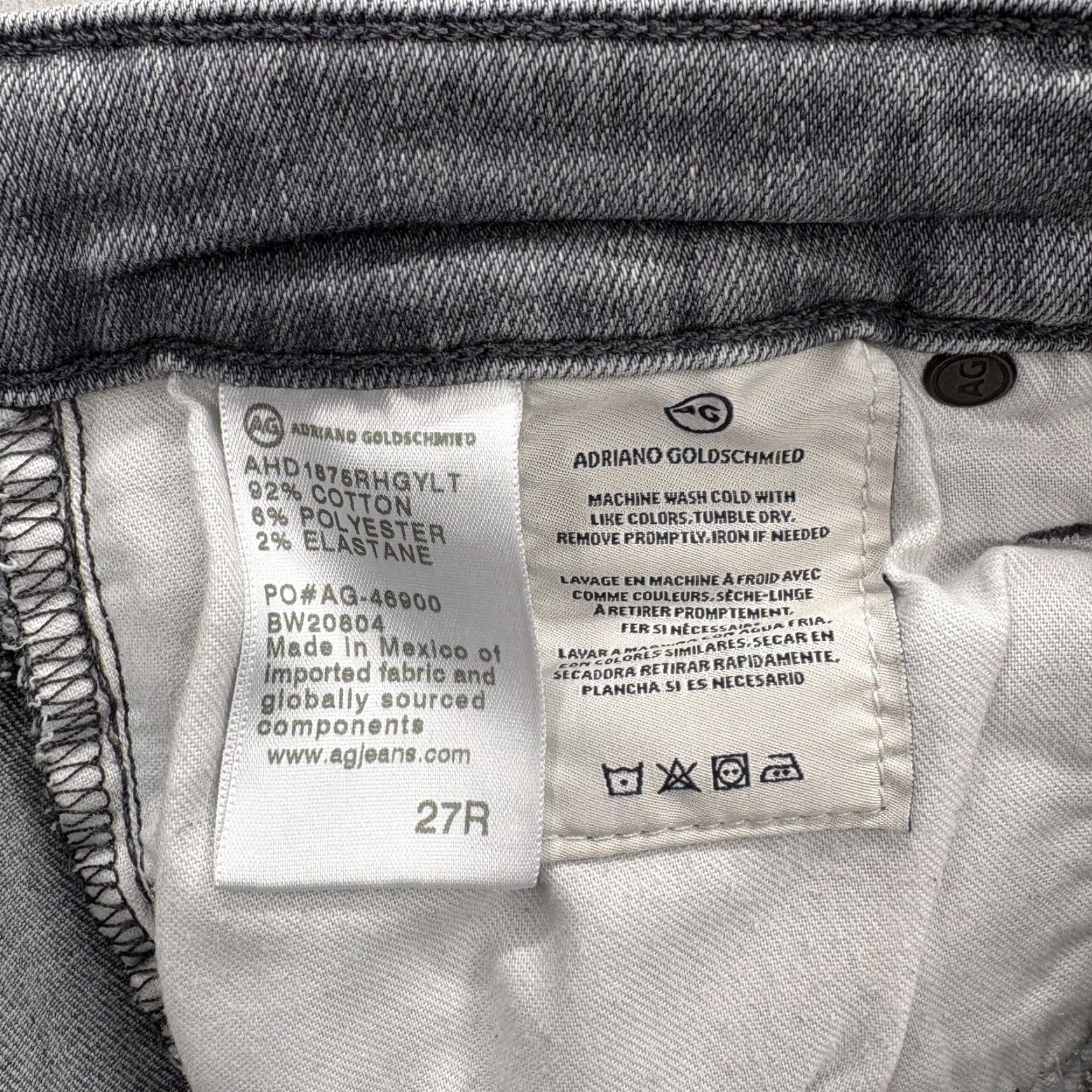 Vintage Adriano Goldschmied Jeans Womens 27 Slim Straight Mid Gray Stretch Denim 5-Pocket Rise Mid Rise 27in Inseam 29in Size 27" / US 4 / IT 40 - 5 Thumbnail