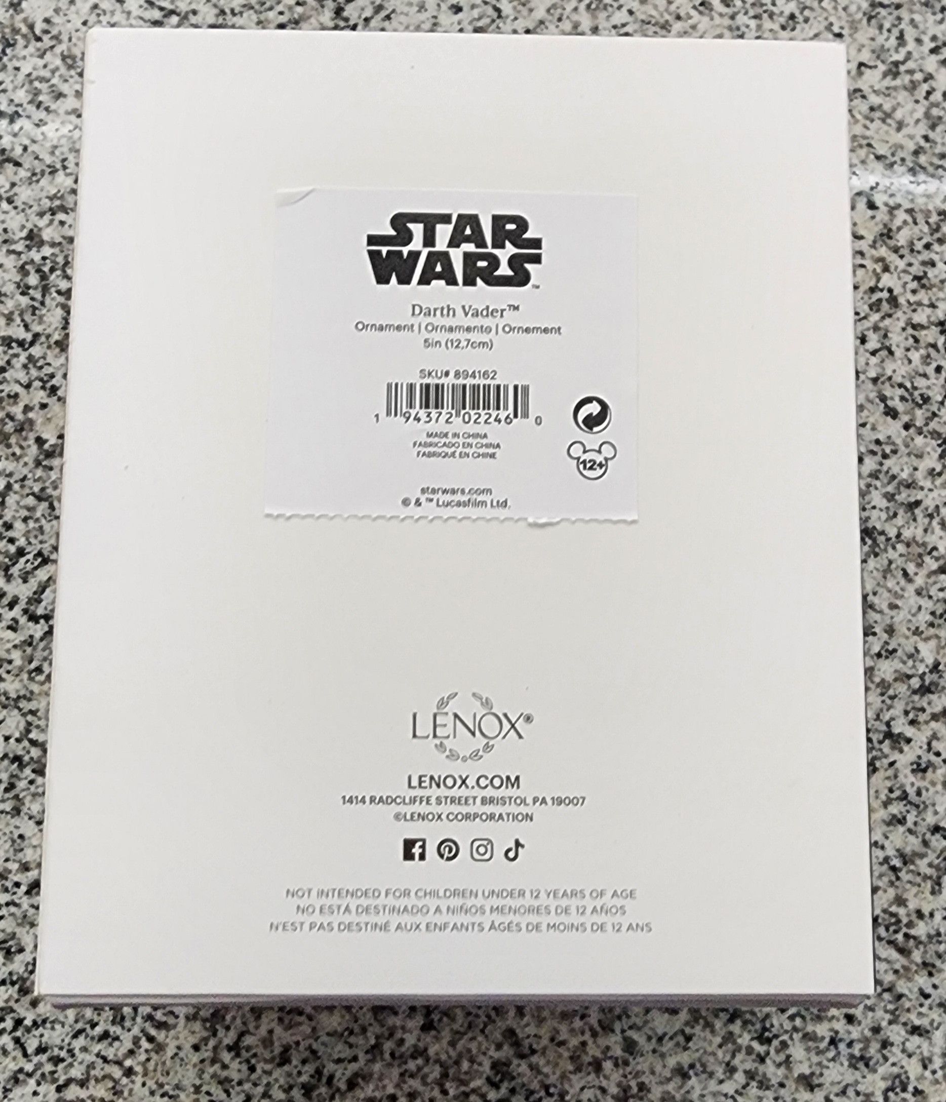 Disney NIB Lenox Disney Star Wars Darth Vader Candy Cane Ornament Size ONE SIZE - 2 Thumbnail