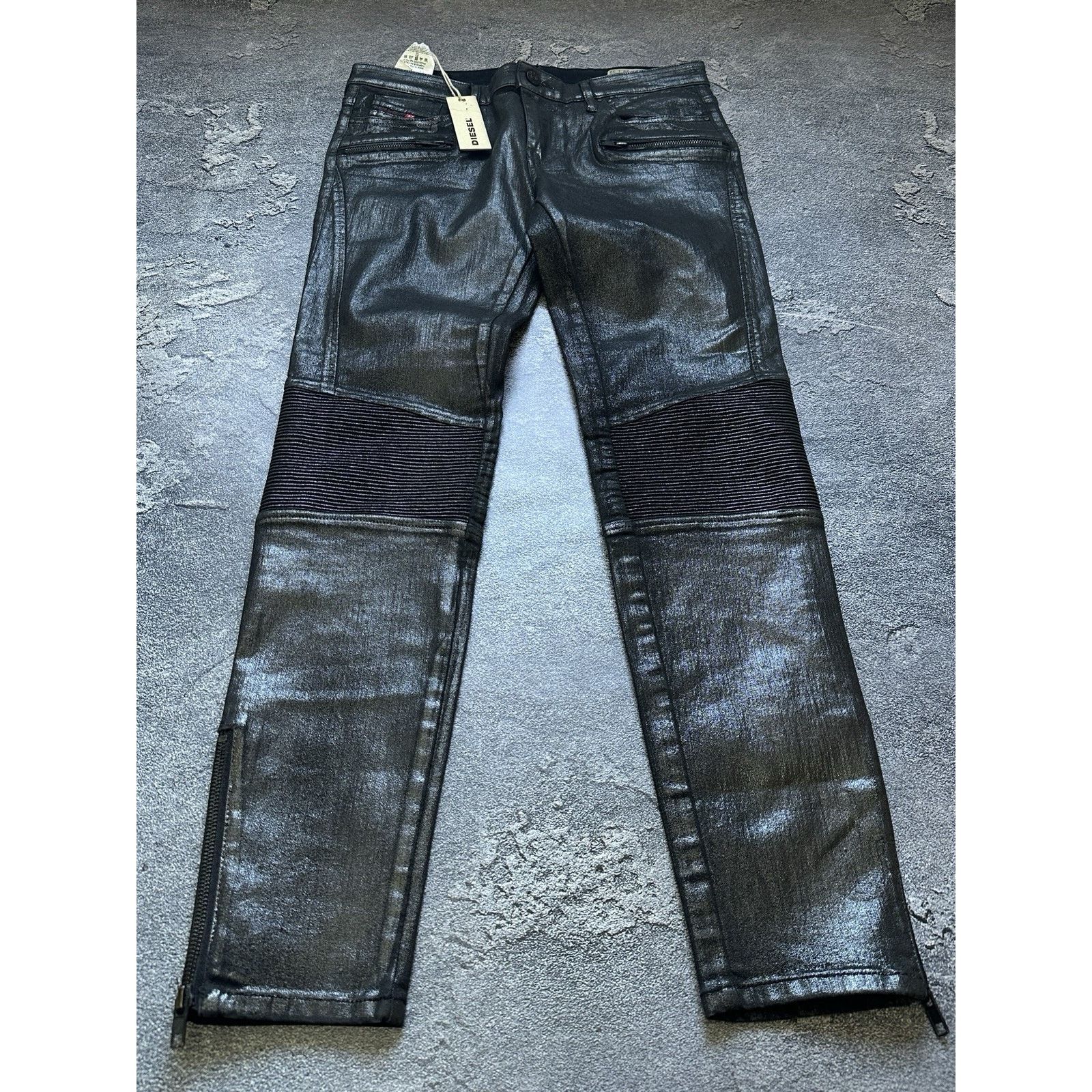Diesel Diesel Jeans Biker Style Stretch Super Slim-Skinny Black Y2k Size 29" - 5 Thumbnail