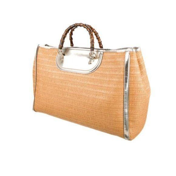 Gucci GUCCI XL Bamboo Raffia Tote Size ONE SIZE - 3 Thumbnail