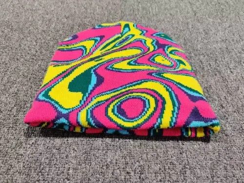 BLAEST Acid Trippy Pattern Graphic No Cuff Beanie Hat Pink Size ONE SIZE - 2 Thumbnail