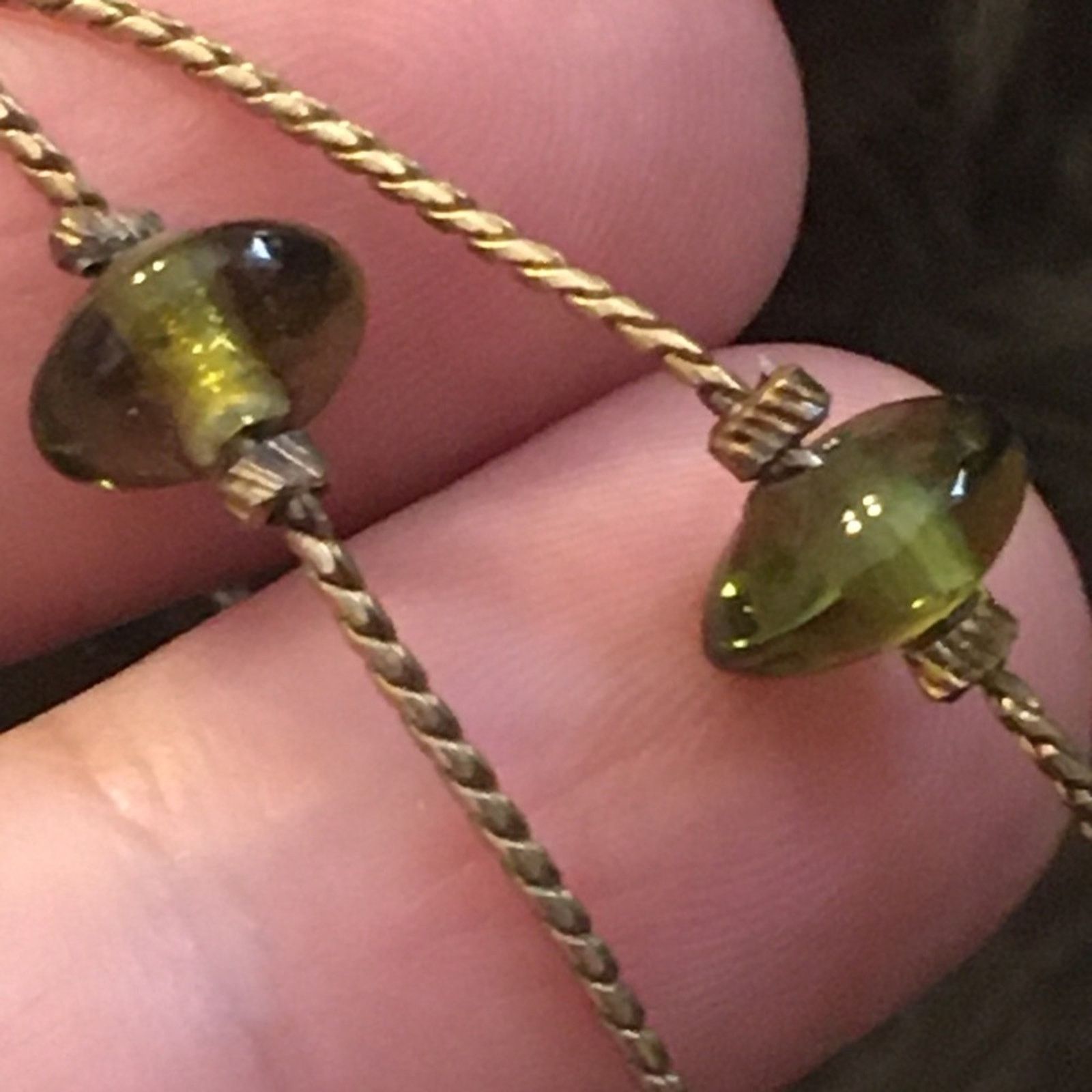 Vintage Vintage gold tone chain green glass necklace Size ONE SIZE - 8 Thumbnail