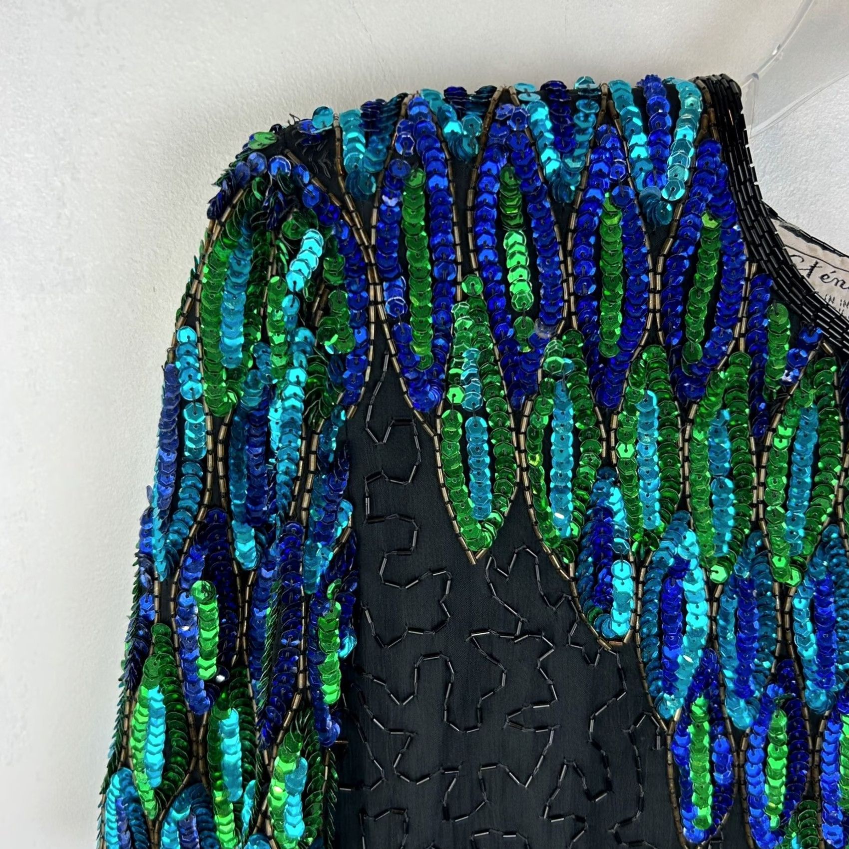 Vintage VINTAGE Stenay Dress Black Silk Sequin Bead Cocktail Evening Women Sz 12 P 80s Size XL / US 12-14 / IT 48-50 - 3 Thumbnail