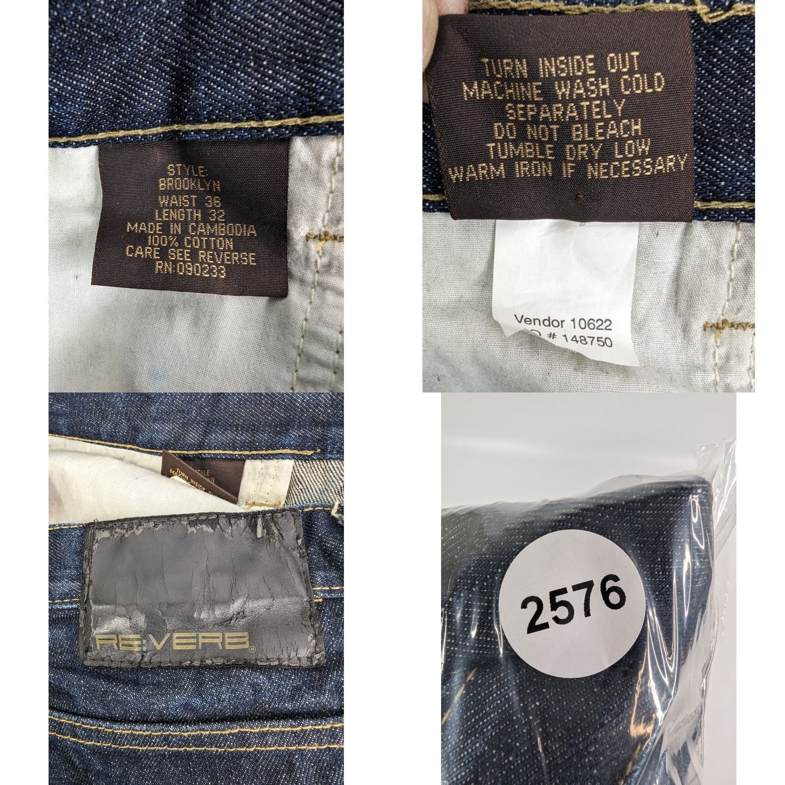 Vintage VINTAGE Re:VERB Brooklyn Jeans Mens 38 Regular Jeans Hip Hop Distressed Blue Wide-Leg 1990s Boys? no gender. Size US 38 / EU 54 - 9 Thumbnail