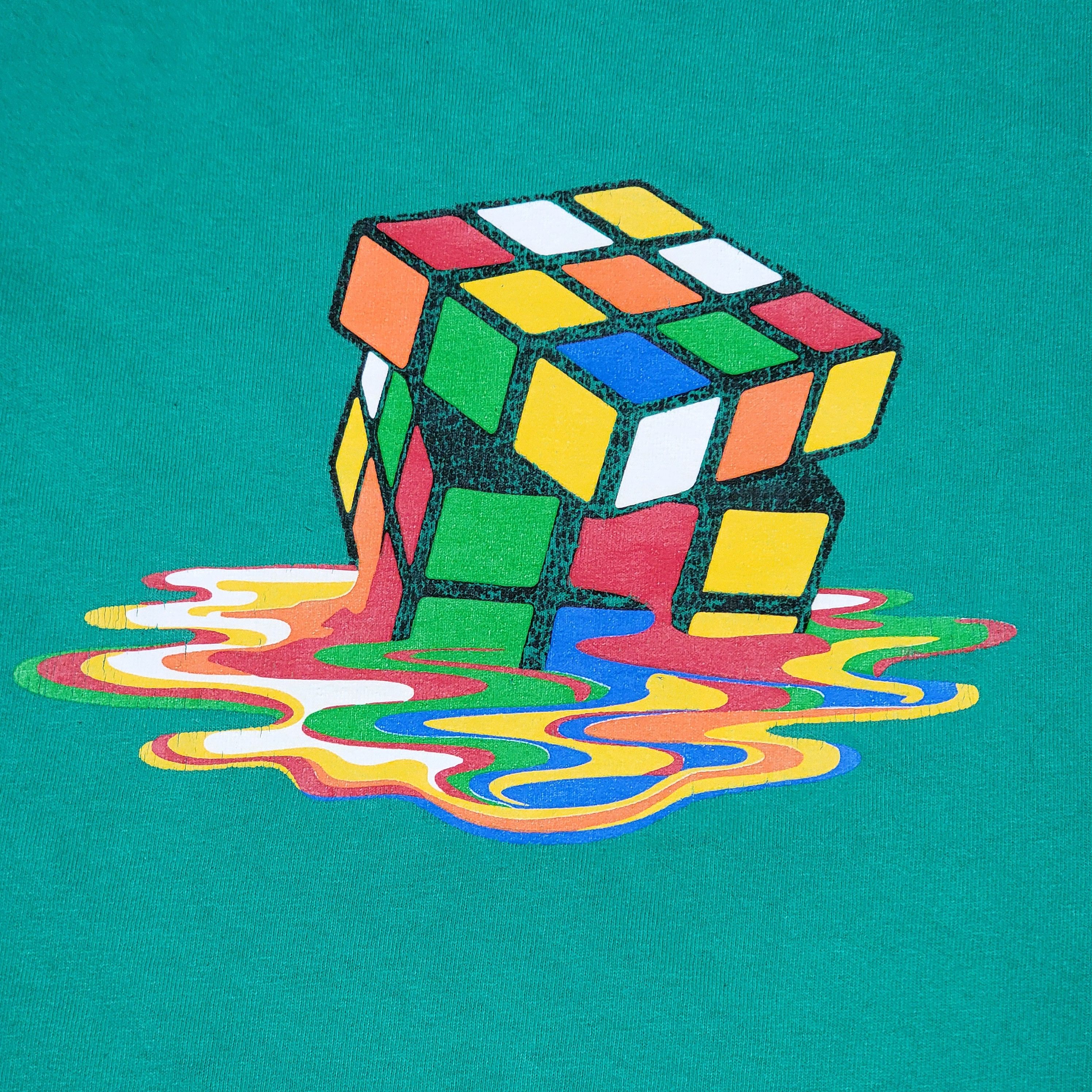 Gildan Gildan SS Green Unisex Tee Melting Rubix Cube - Size Large Size US L / EU 52-54 / 3 - 2 Thumbnail
