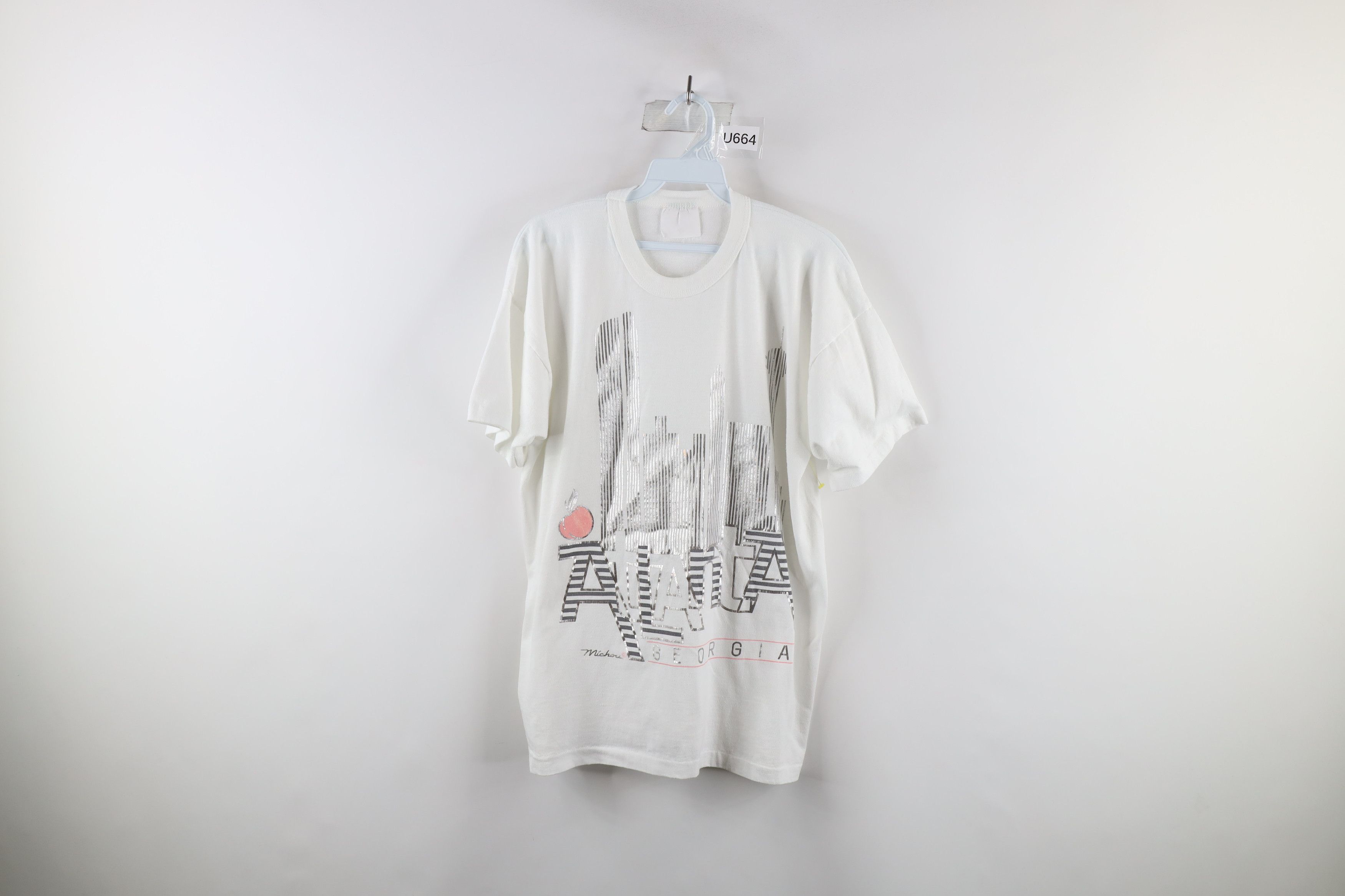 Vintage Vintage 90s Streetwear Atlanta Georgia Peach T-Shirt White Size US M / EU 48-50 / 2 - 1 Thumbnail