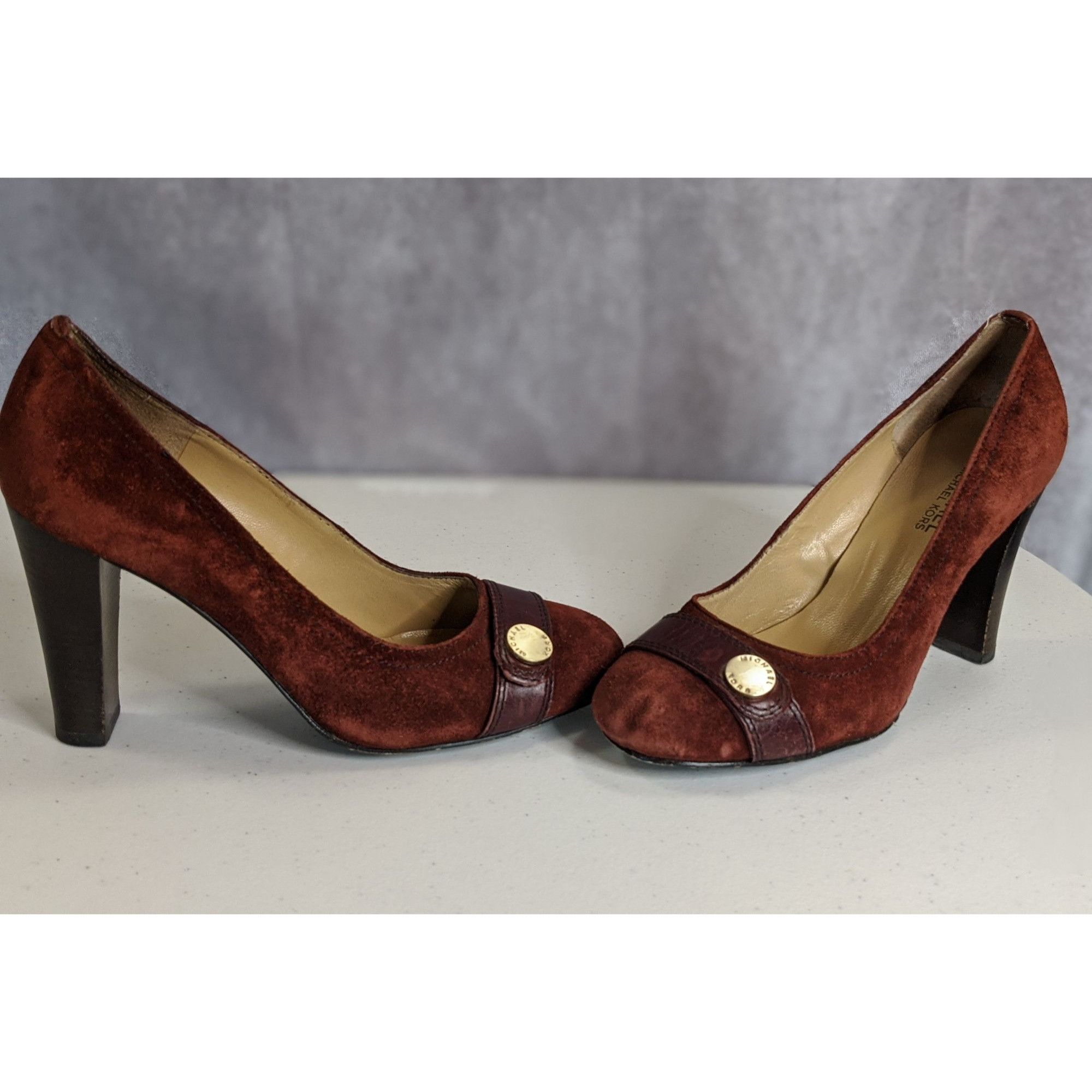 Michael Kors Michael Michael Kors Burnt Sienna Suede Heels With Gold Deta Size US 6.5 / IT 36.5 - 10 Thumbnail