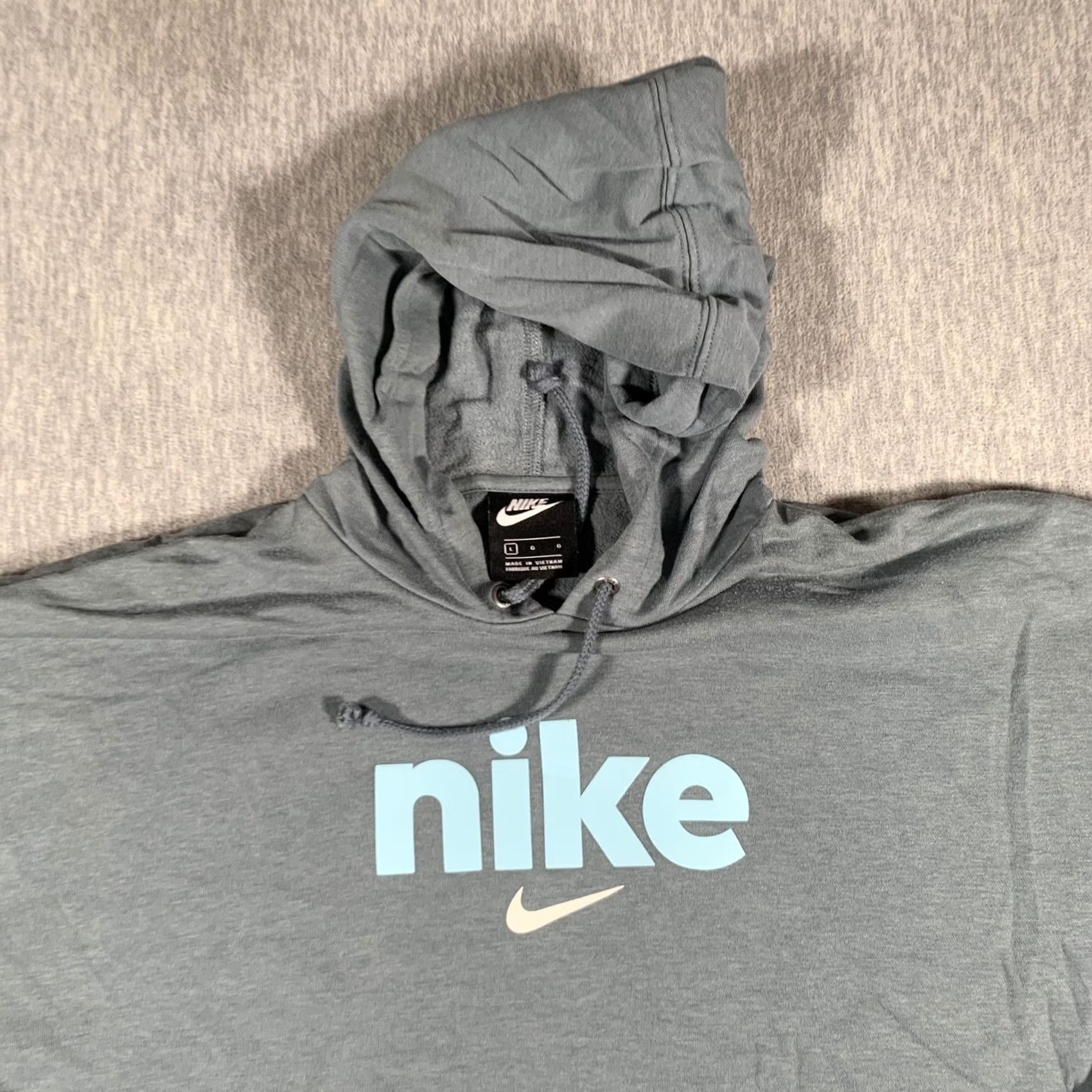Nike Nike Hoodie Mens Large Gray Pullover Swoosh Kangaroo Pocket Graphic Print Logo Sweatshirt Size US L / EU 52-54 / 3 - 5 Thumbnail